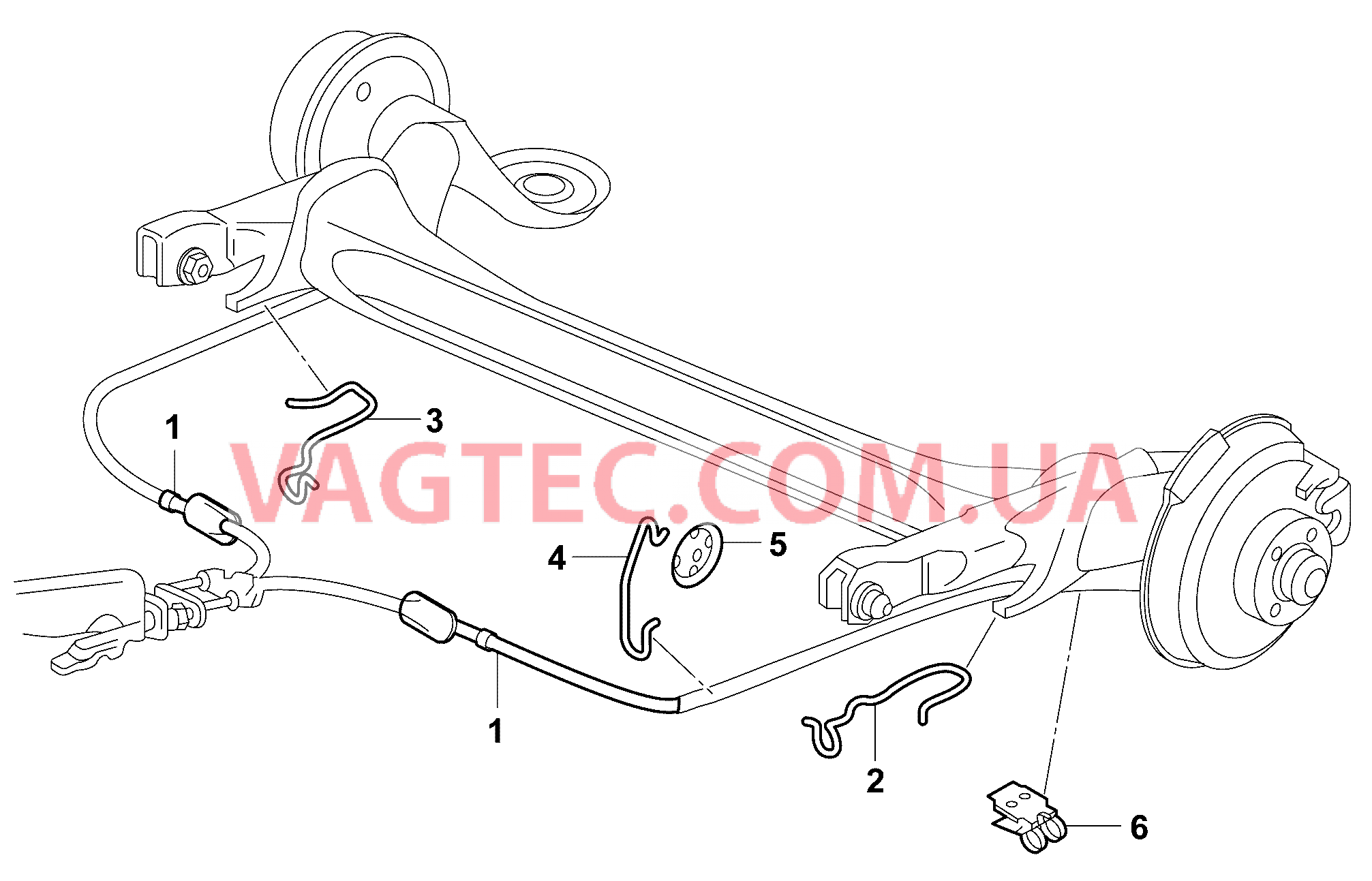 Трос стояночного тормоза для а/м с дисковыми тормозами  для VOLKSWAGEN Polo 2017-1