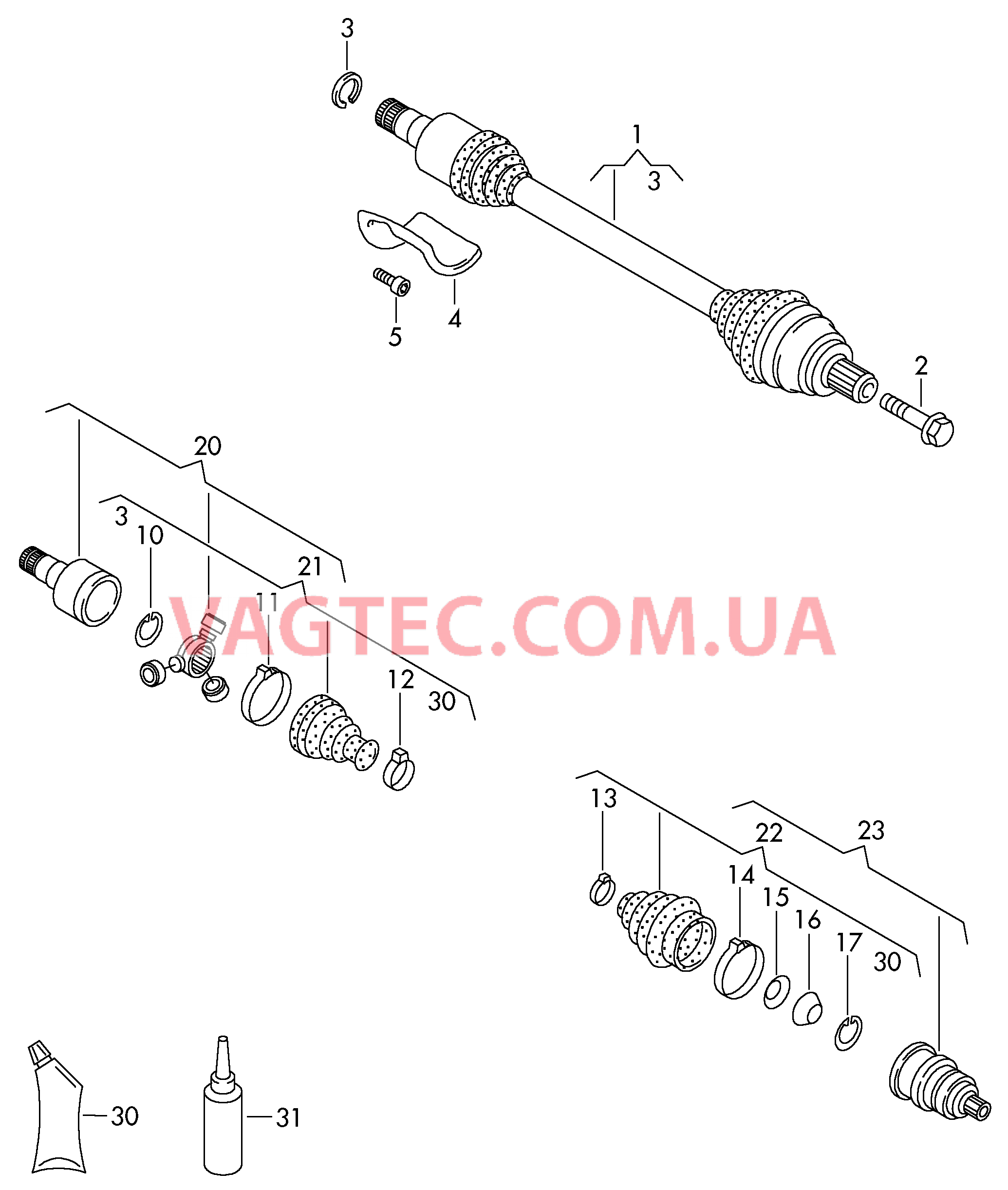 Приводной вал для 6-ступенчатой АКП  для VOLKSWAGEN Jetta 2006-1