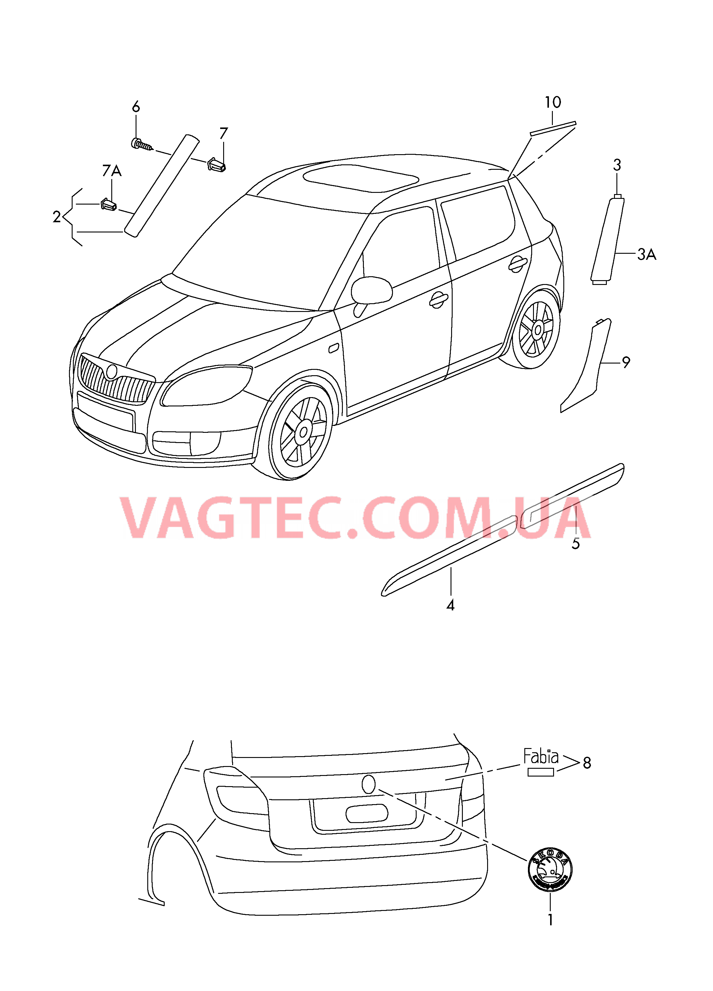 Надписи Защитные молдинги Декоративные накладки  для SKODA Fabia 2007-1