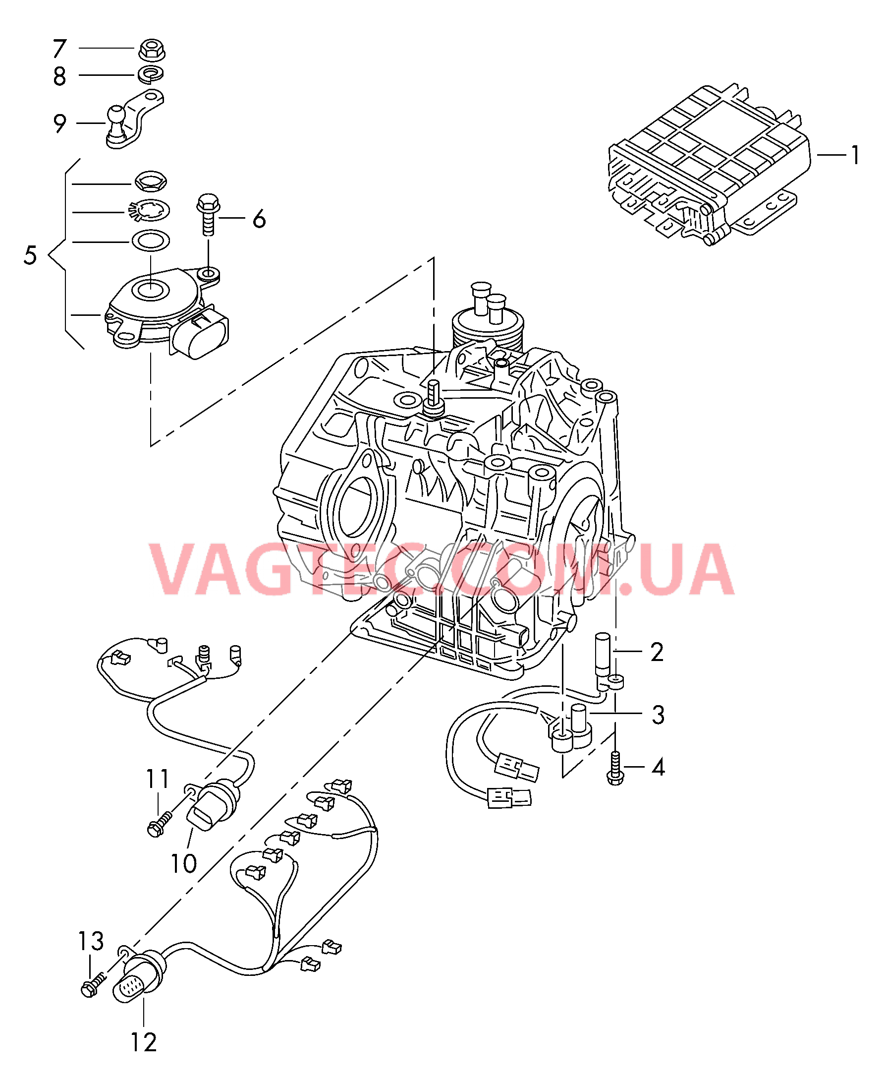 Переключатель и датчик на КП для 6-ступенчатой АКП Жгут проводов  для VOLKSWAGEN Tiguan 2012