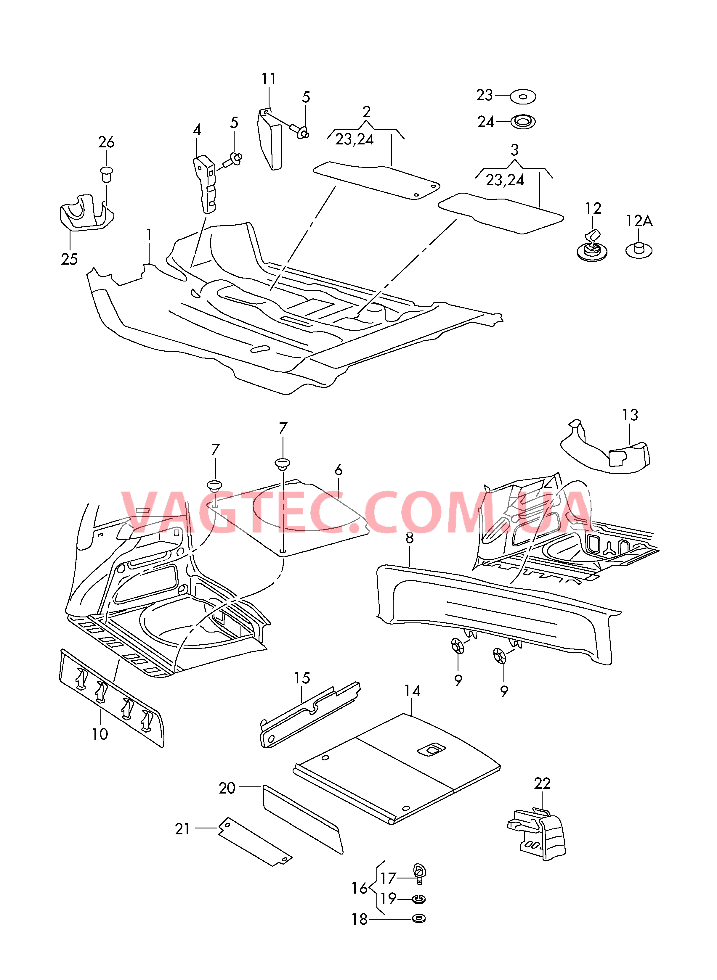 Коврики Обшивки багажника  для SKODA Fabia 2007-1