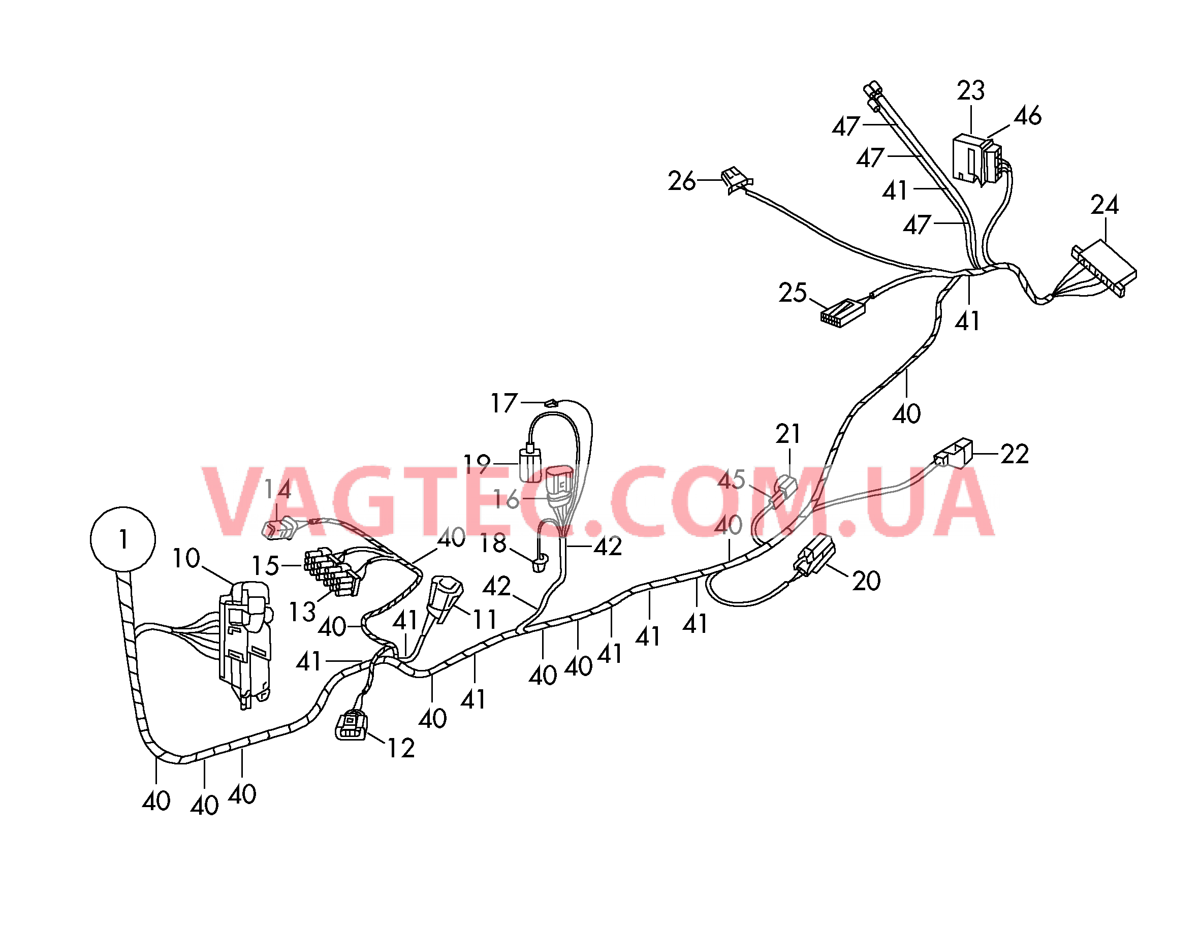 Центральный жгут                       Область: Жгут проводов для салона Для этого деталь   -> -> -> -> Детали не в сборе  для SKODA FABI 2010