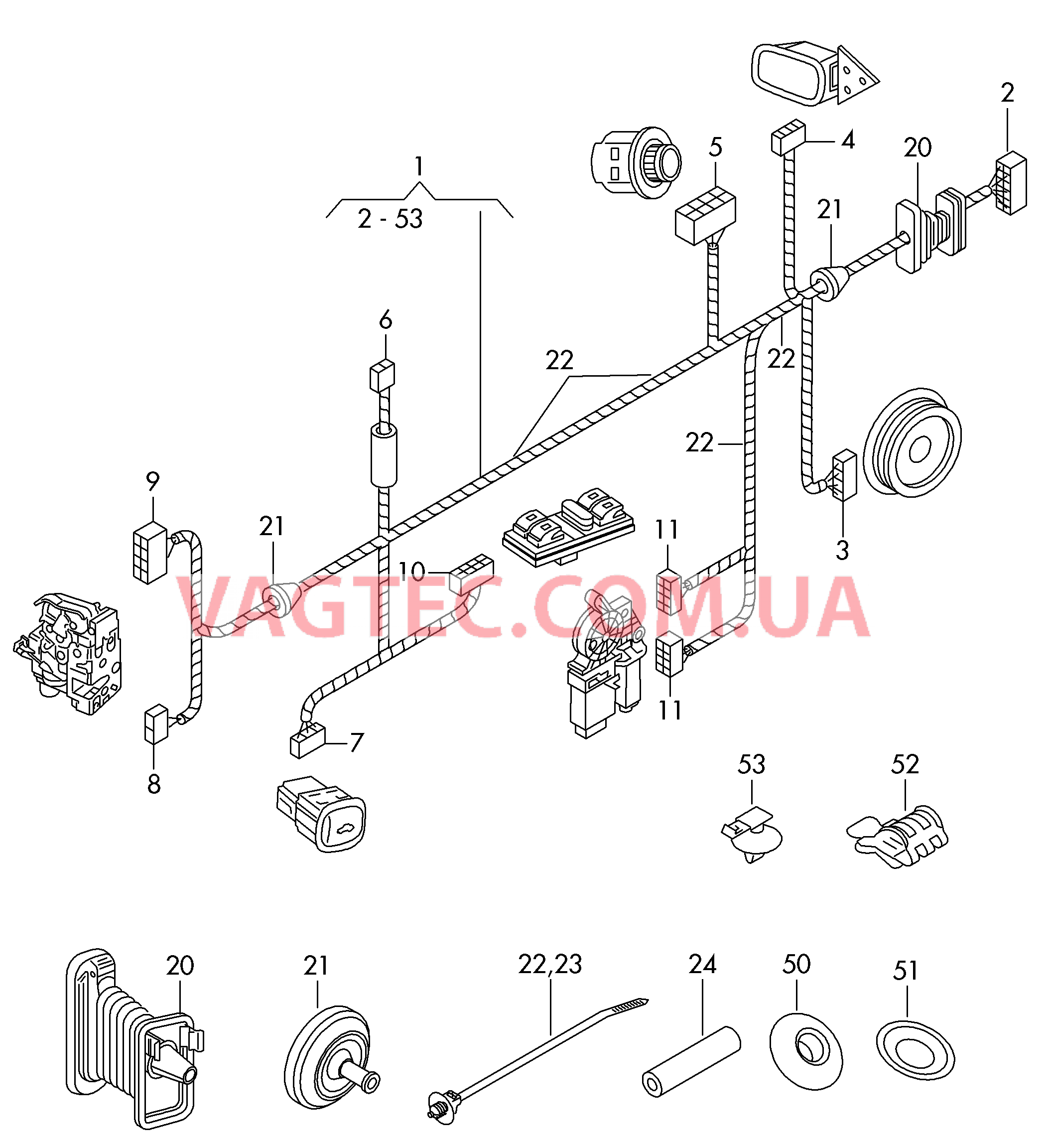 Жгут проводов двери *    свободные концы проводов *     изолировать D - 29.10.2012>> для SKODA FABI 2011