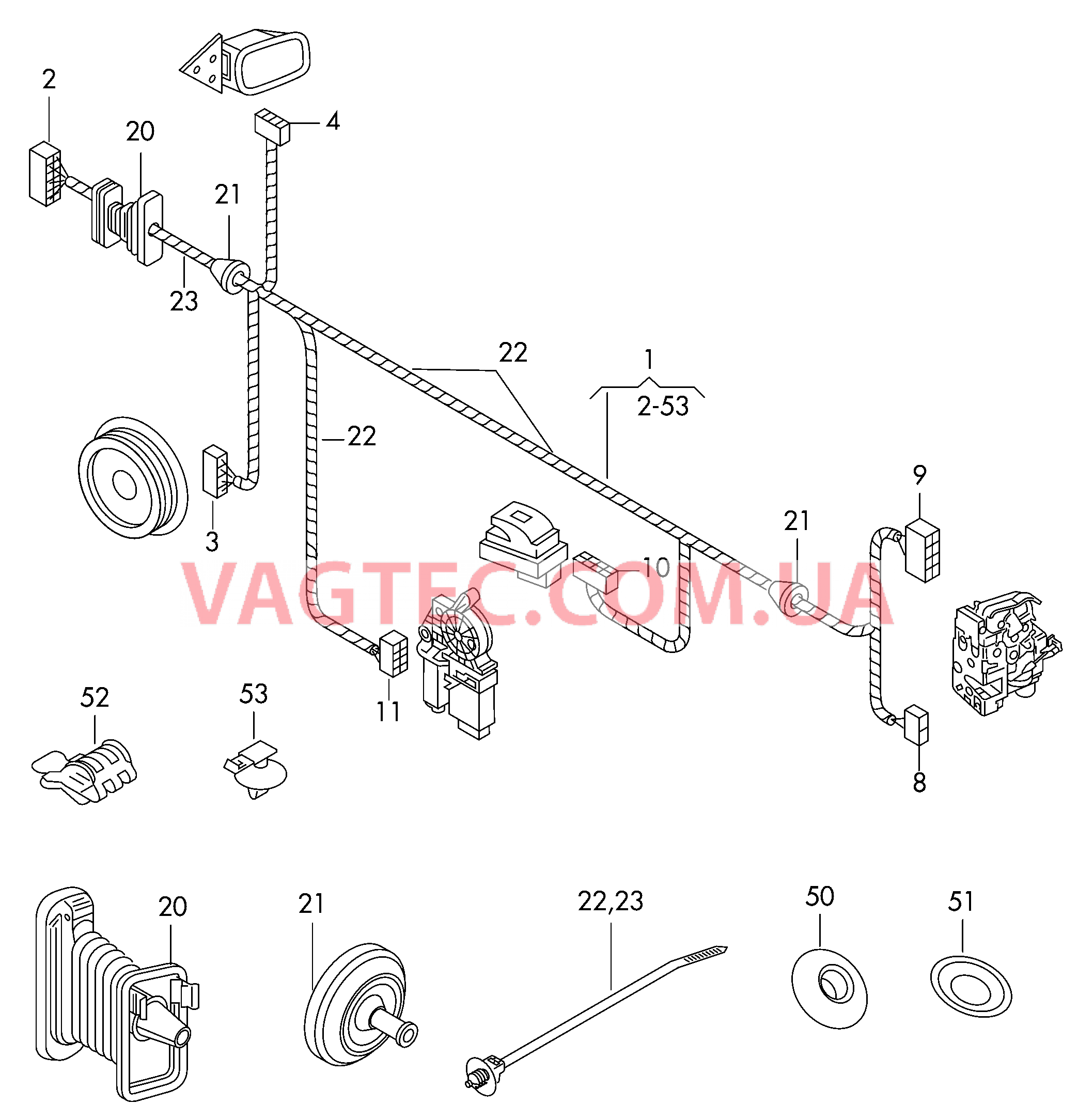 Жгут проводов двери *    свободные концы проводов *     изолировать D             >> - 28.10.2012 для SKODA FABI 2011