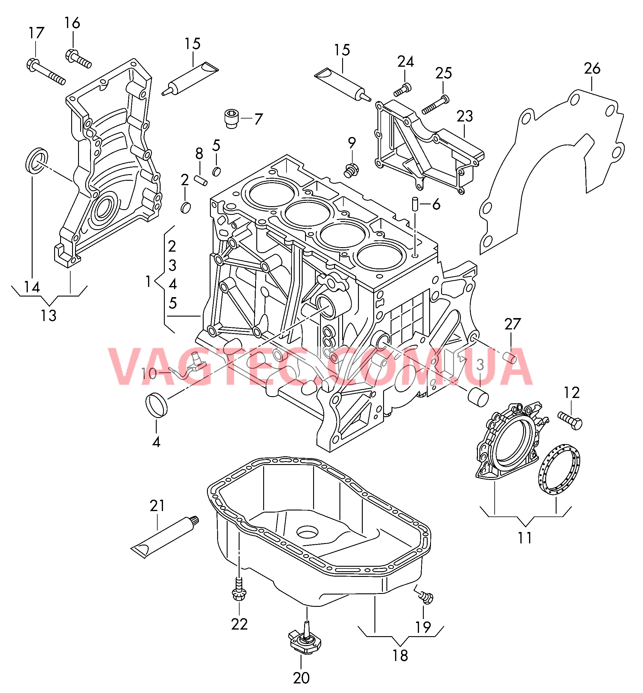 Блок цилиндров с поршнями Масляный поддон  для VOLKSWAGEN GOLF 2014