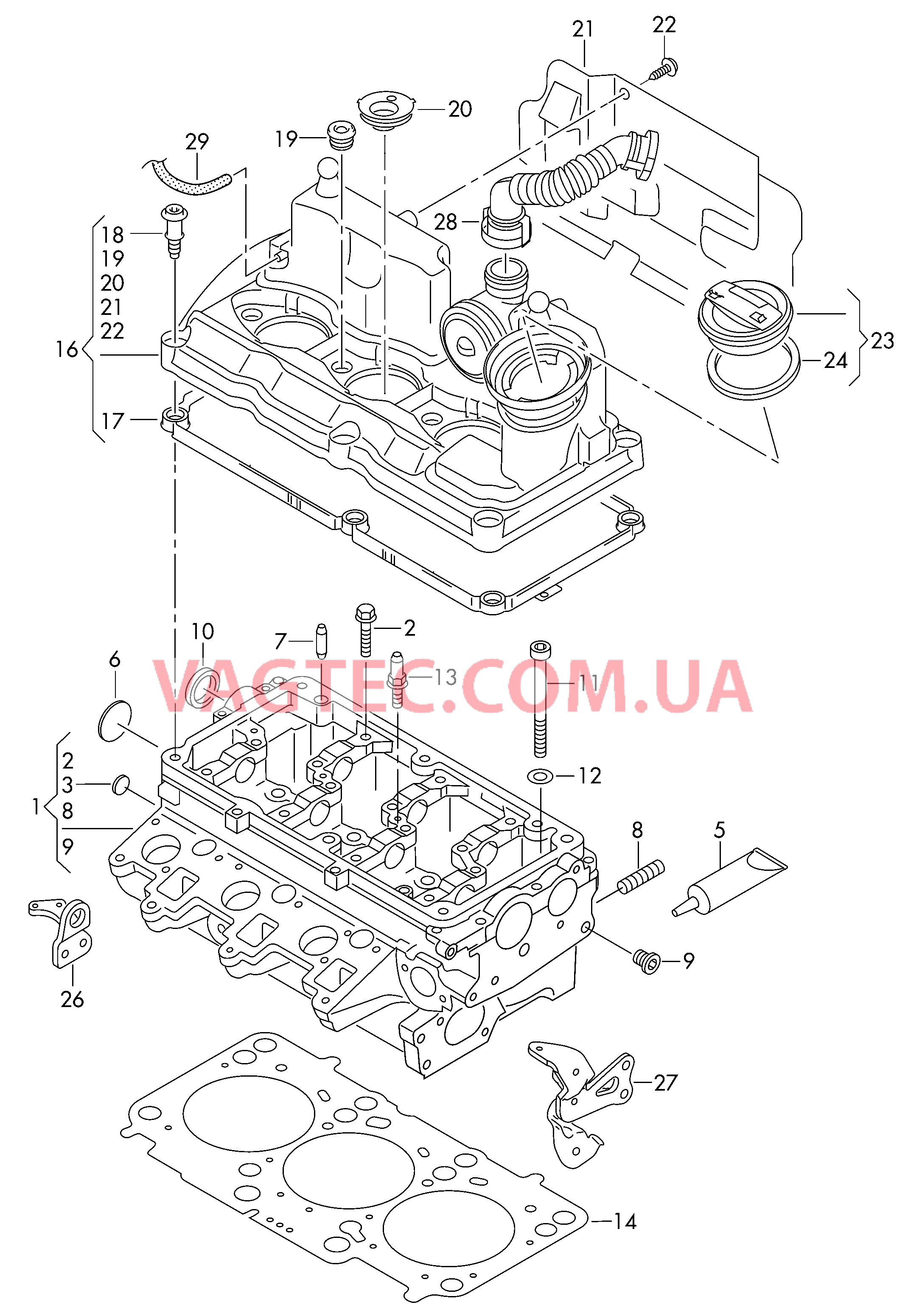 Головка блока цилиндров Крышка ГБЦ  для VOLKSWAGEN Polo 2017-2