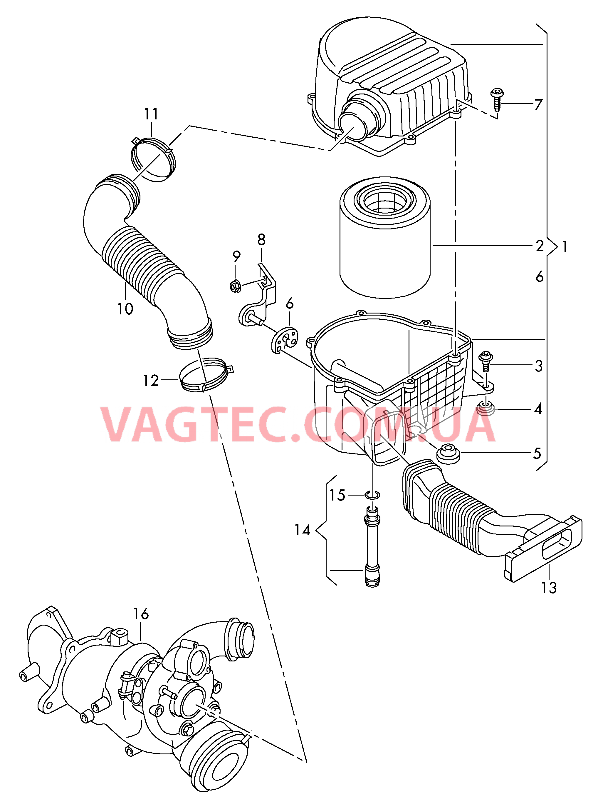 Возд. фильтр с сопутств. деталями  для AUDI A1 2012