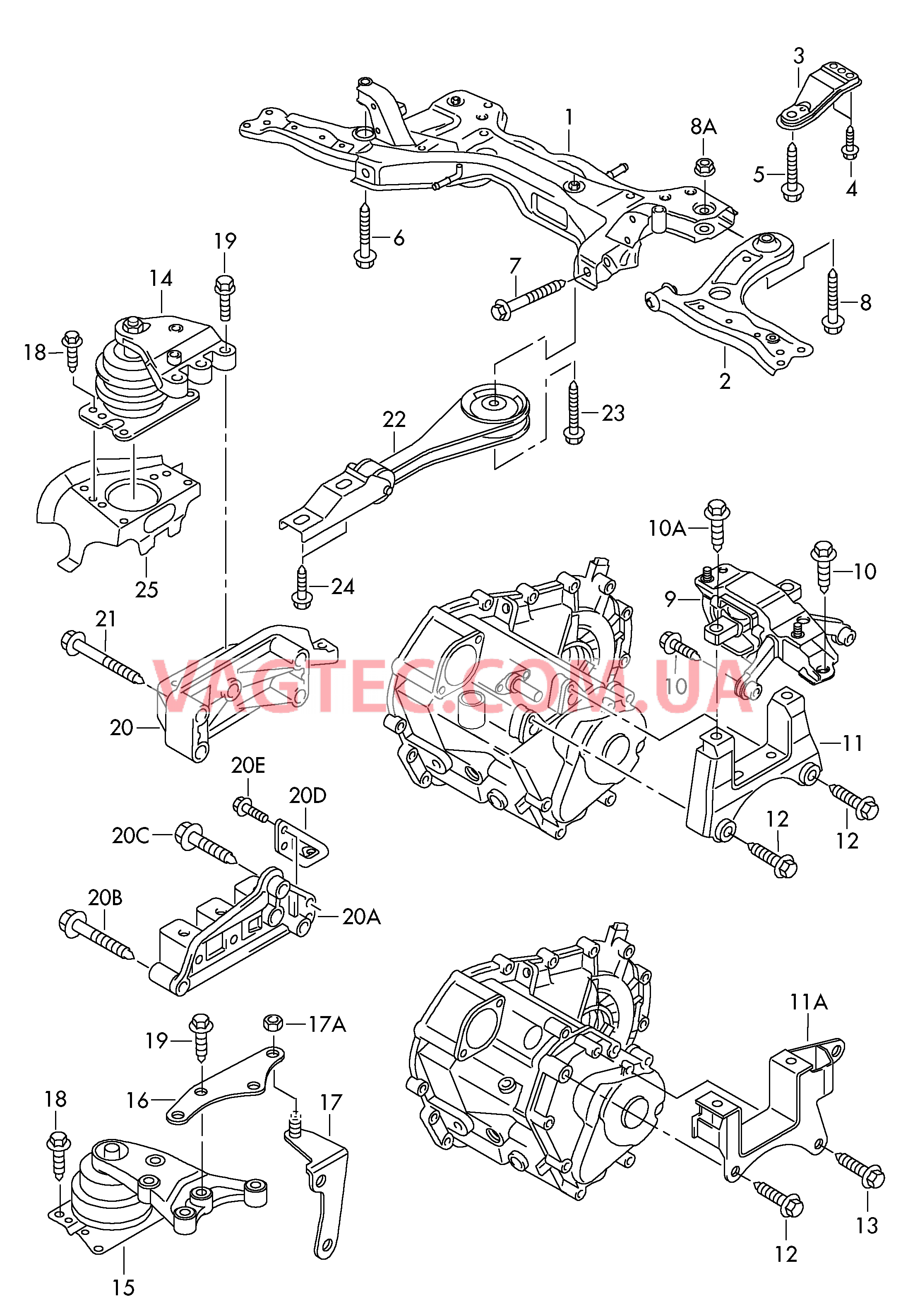 Детали крепления для двигателя и КП  для SEAT Ibiza 2010-1