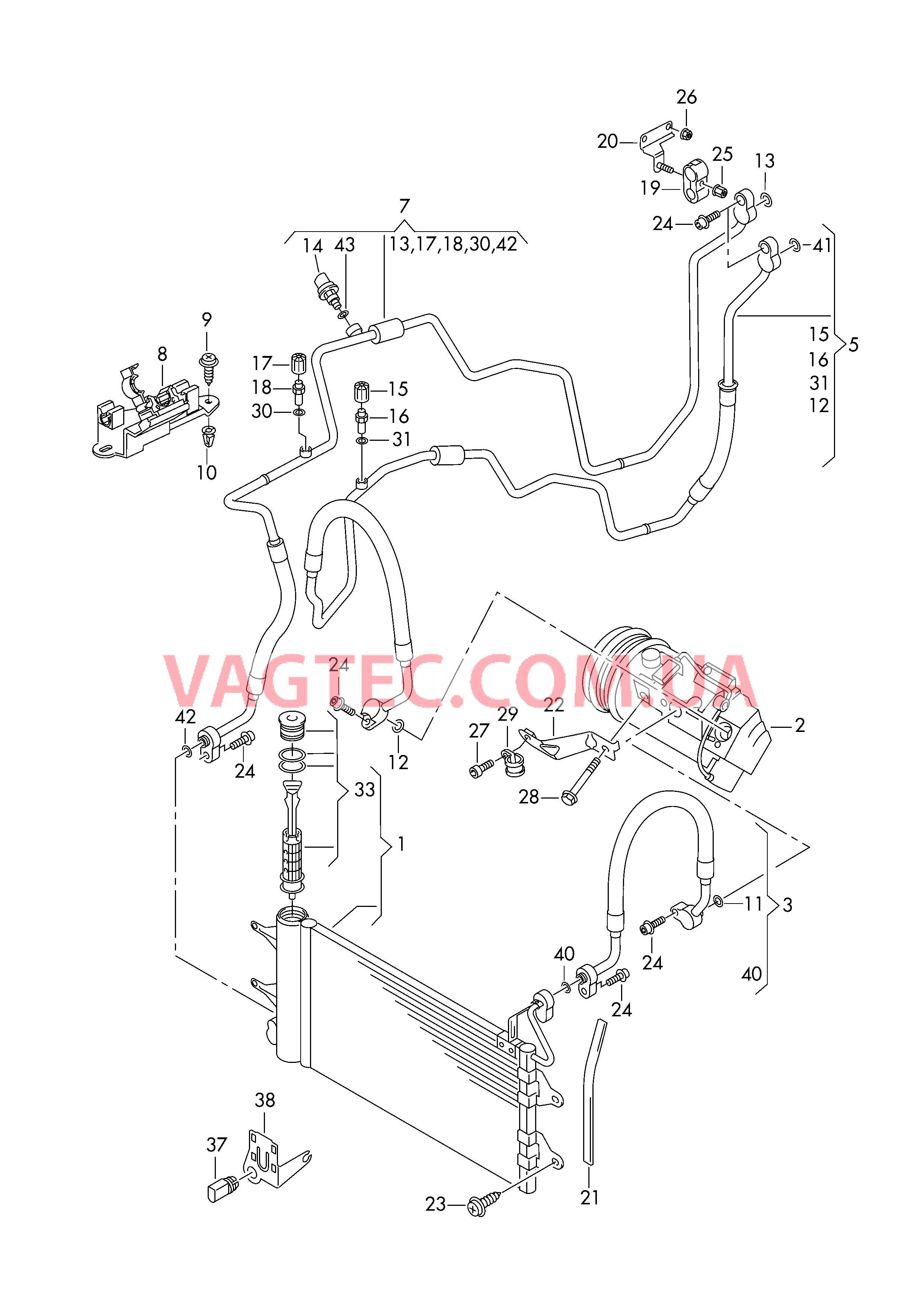 Конденсатор климат.установки Бачок для жидкости Циркуляция хладагента  для SEAT Ibiza 2015