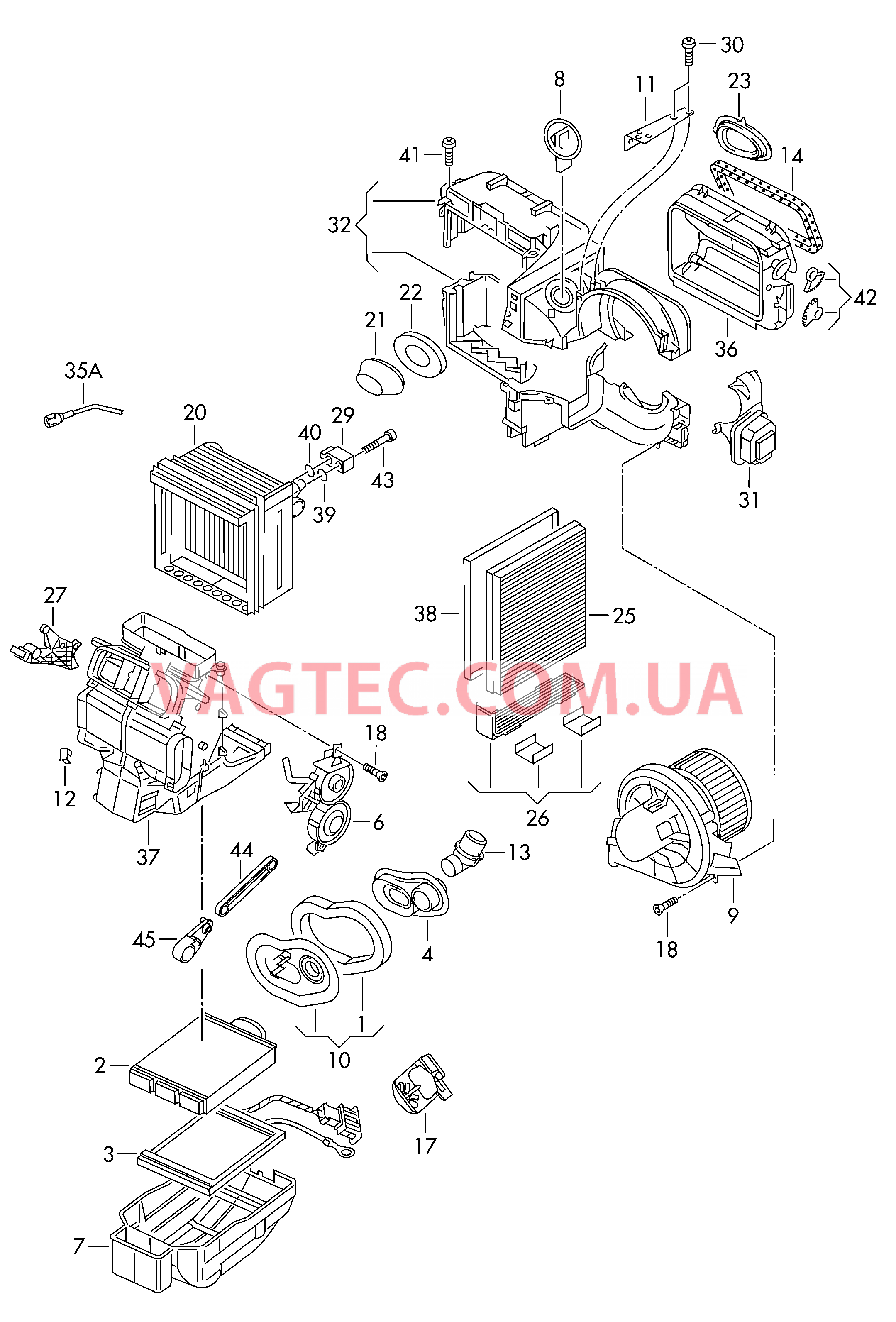 Корпус испарителя Корпус воздухораспределителя Испаритель Вентилятор  для SEAT Ibiza 2014