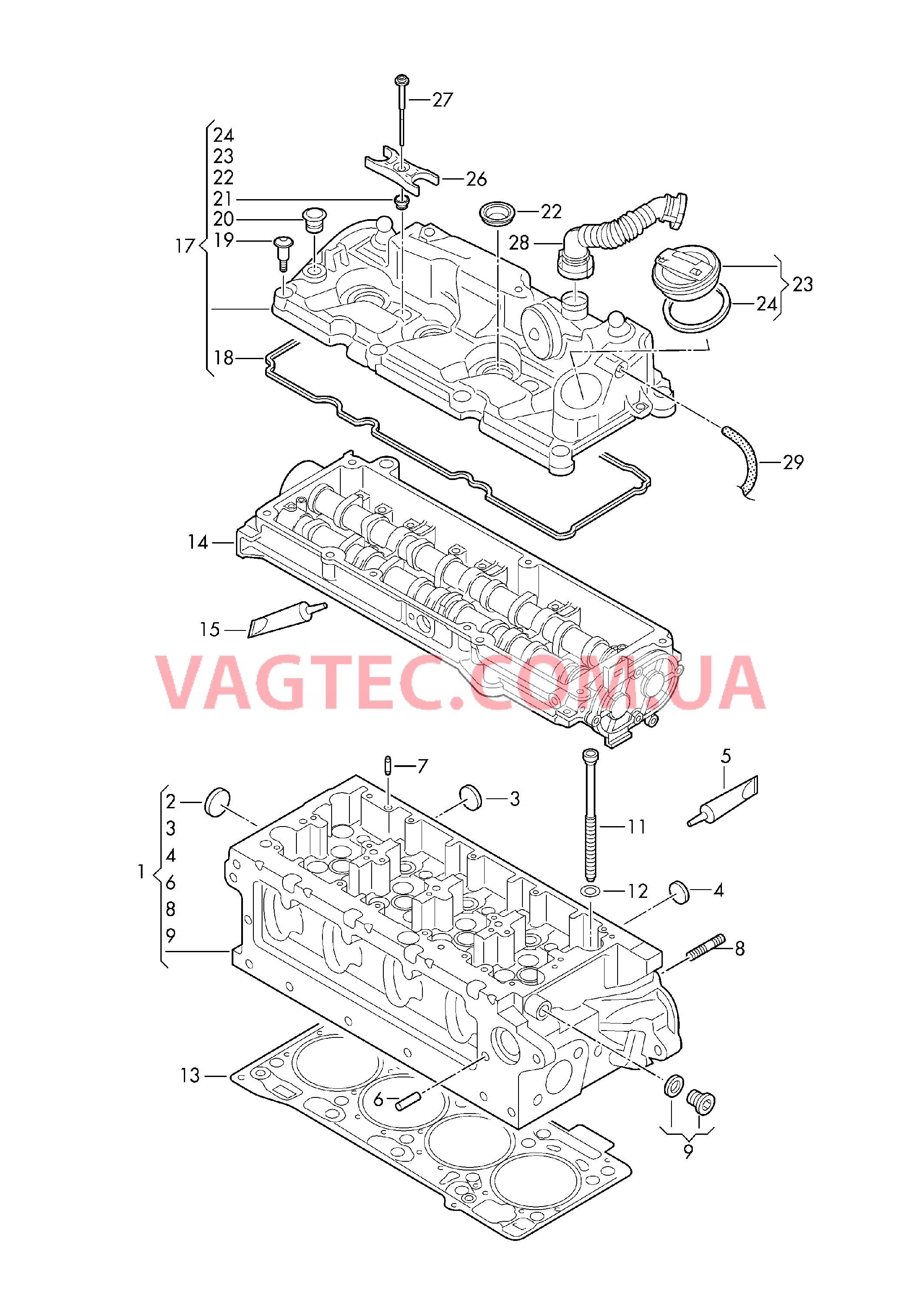 Головка блока цилиндров Крышка ГБЦ  для VOLKSWAGEN GOLF 2014-1