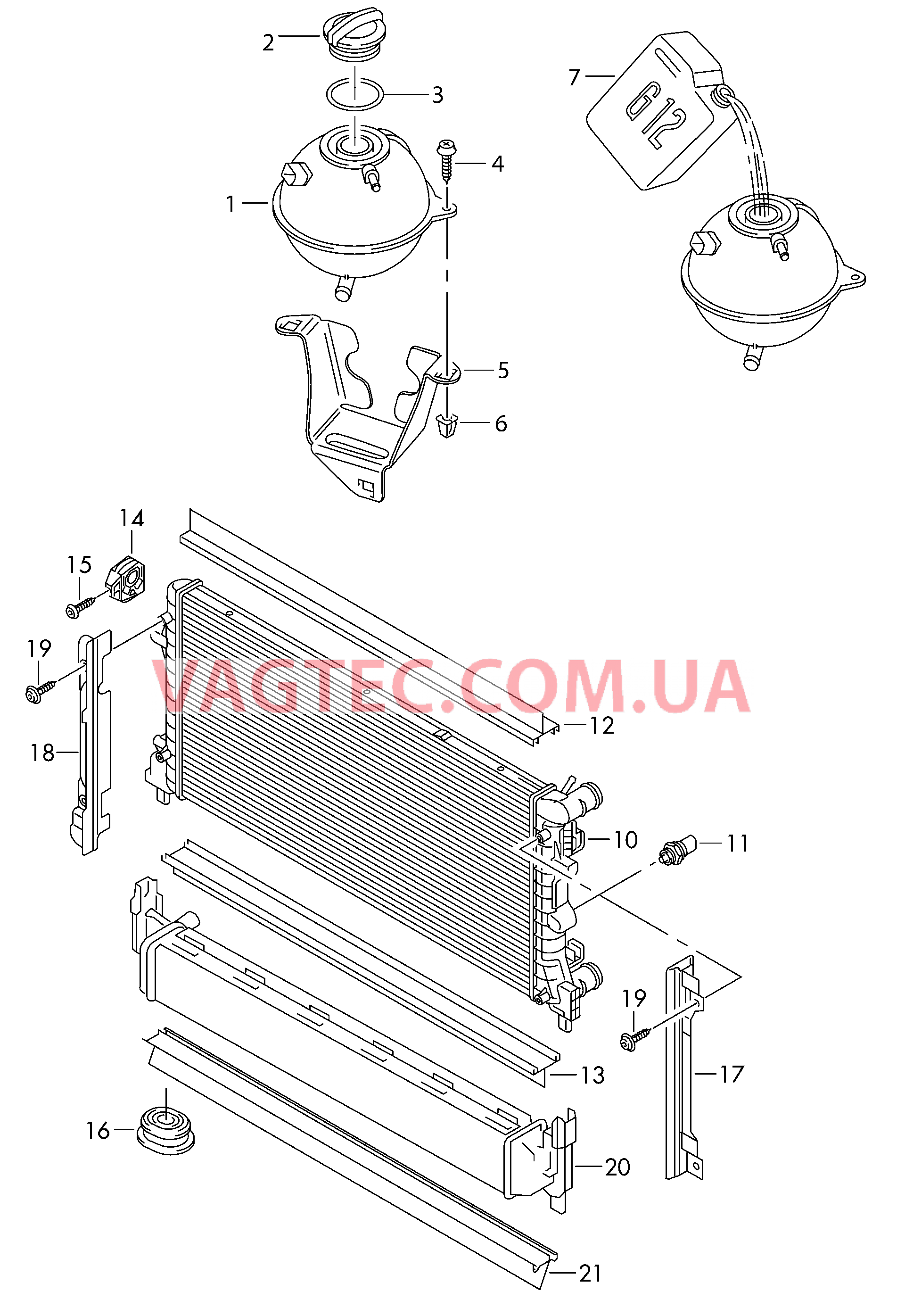 Бачок, компенсационный Радиатор охлаждающей жидкости Дополнительный радиатор ОЖ  для SEAT Toledo 2018