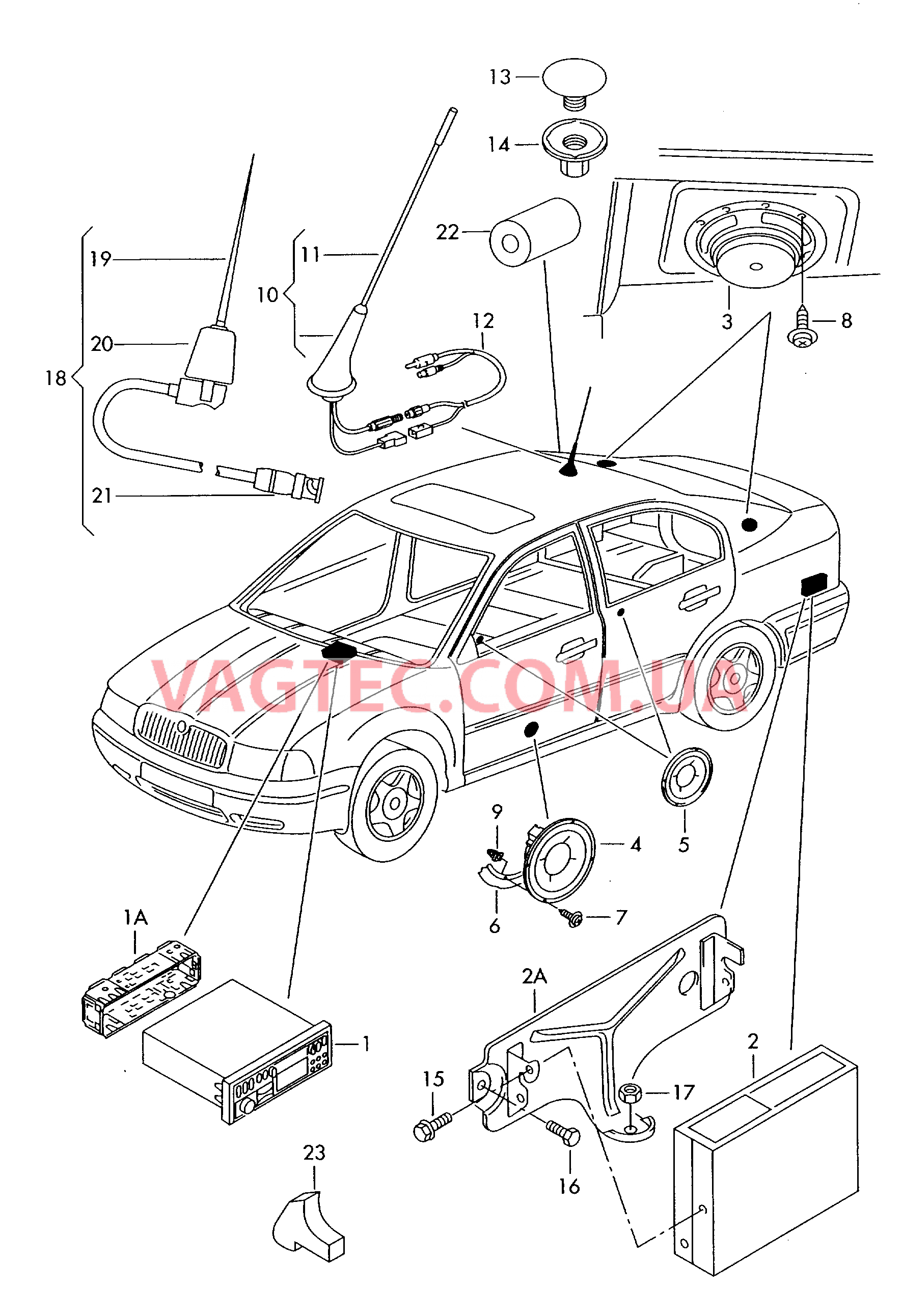 Магнитола Громкоговоритель Антенна для крыши  для SKODA Octavia 2005