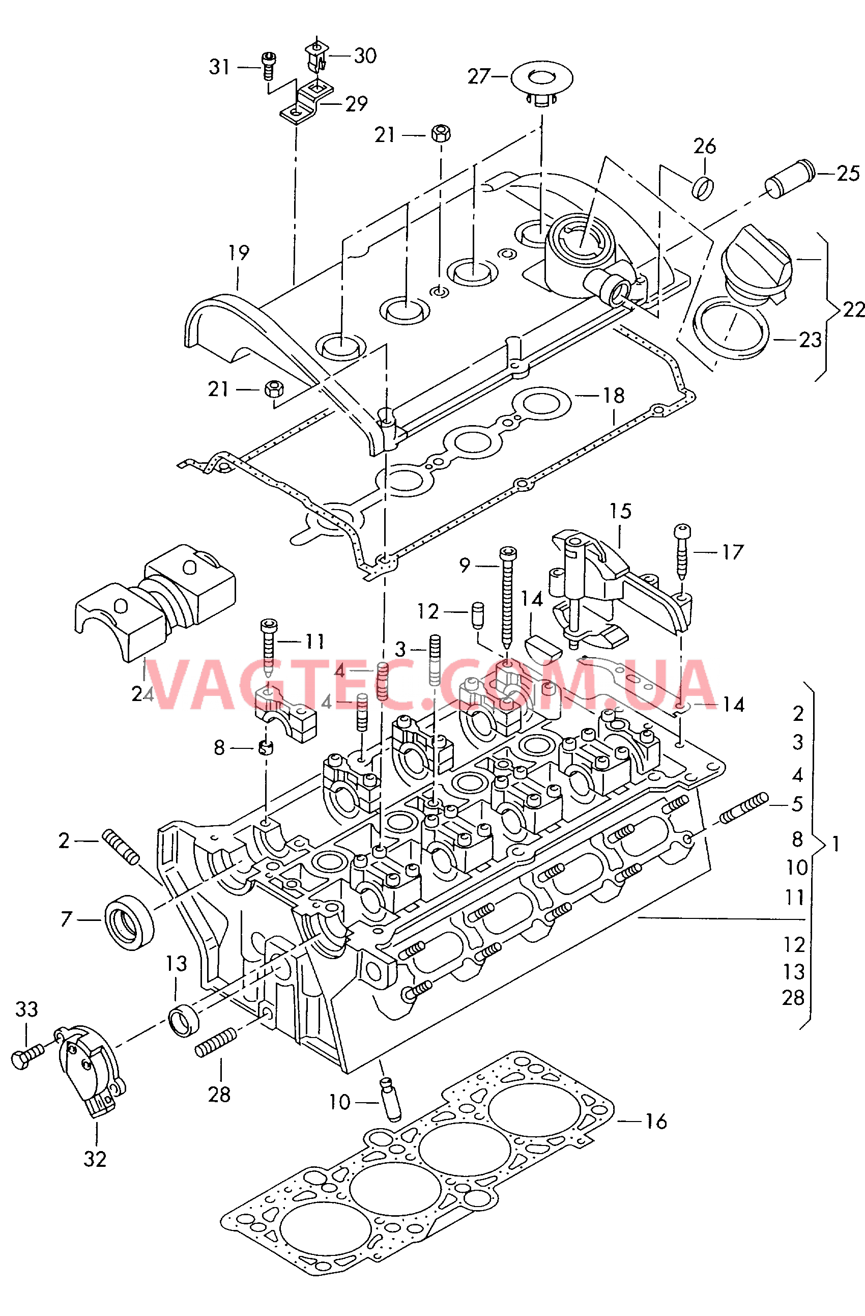 Головка блока цилиндров Крышка ГБЦ  для VOLKSWAGEN GOLF 2002