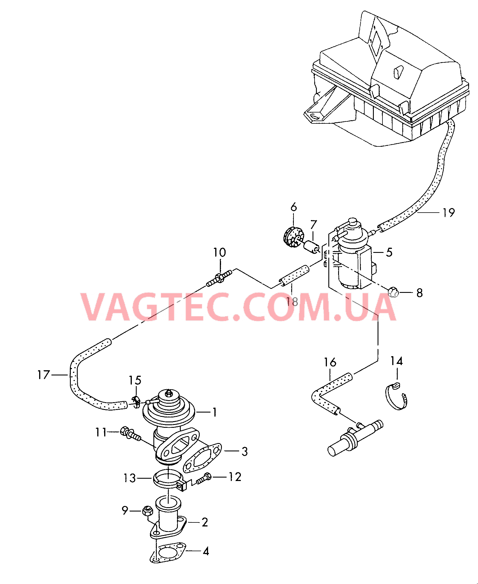 Вакуумная система Рециркуляция ОГ  для VOLKSWAGEN Bora 2002