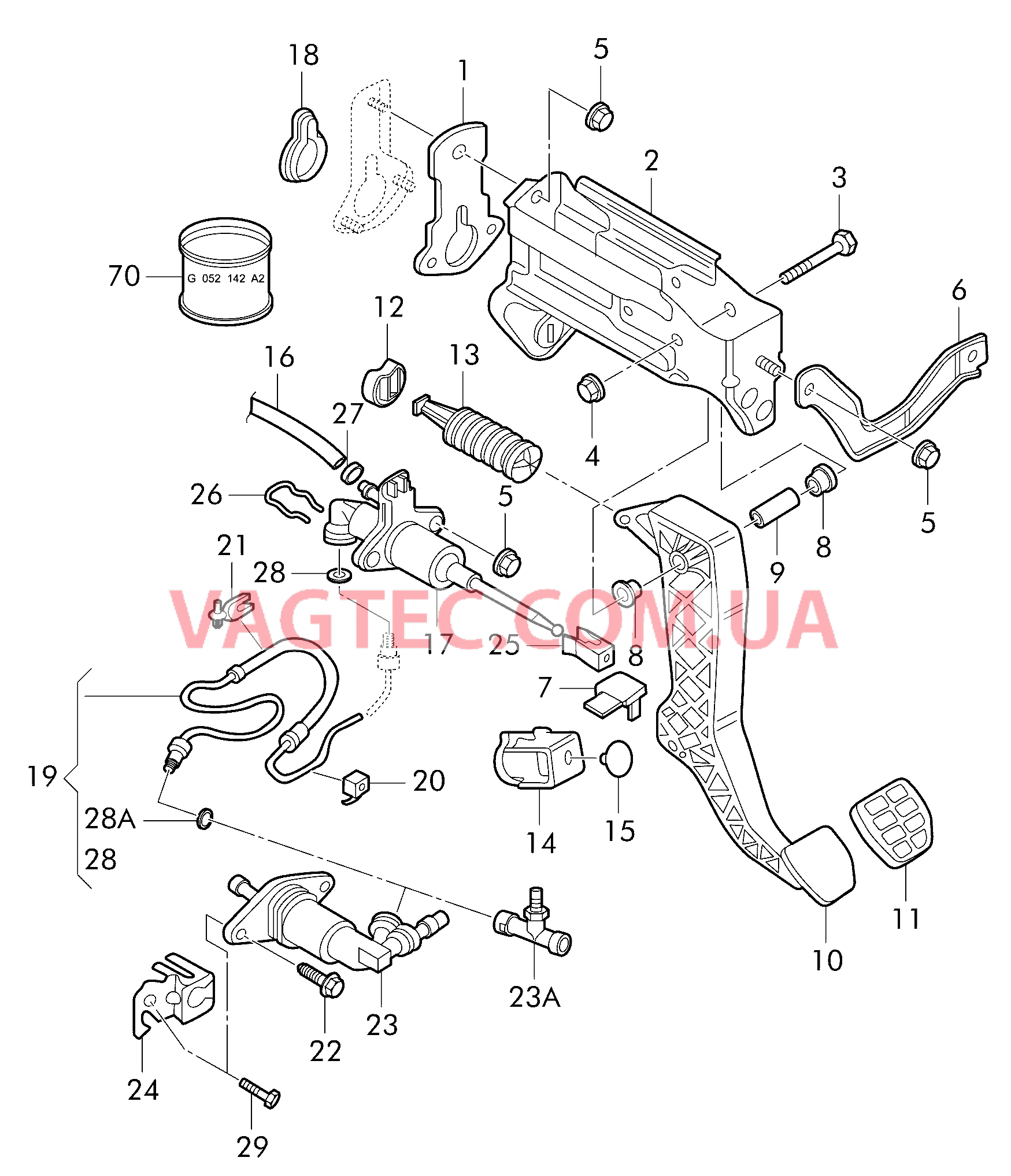 Педаль сцепления в сборе  для VOLKSWAGEN Bora 2002