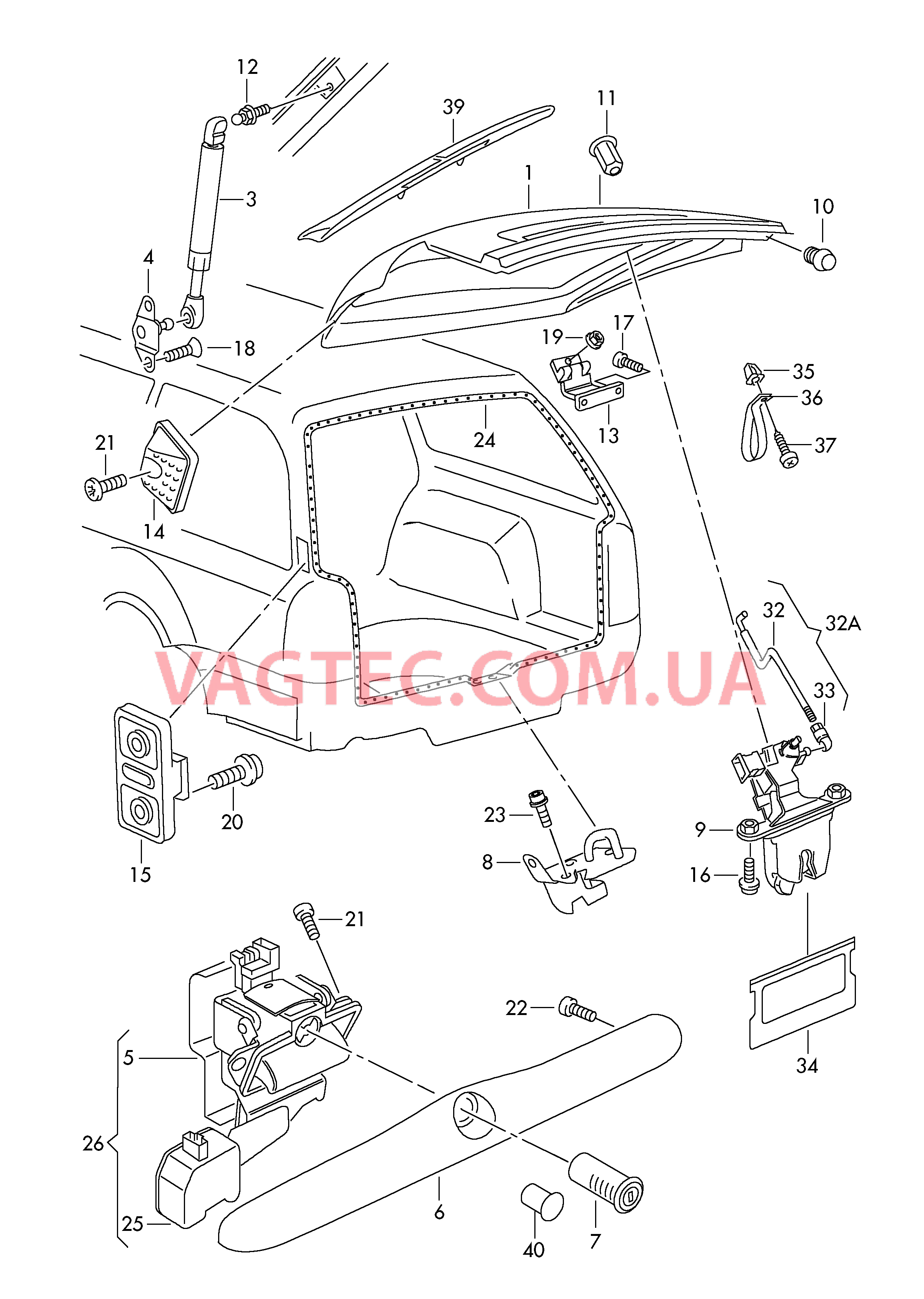 Крышка багажного отсека  для SKODA Octavia 2002