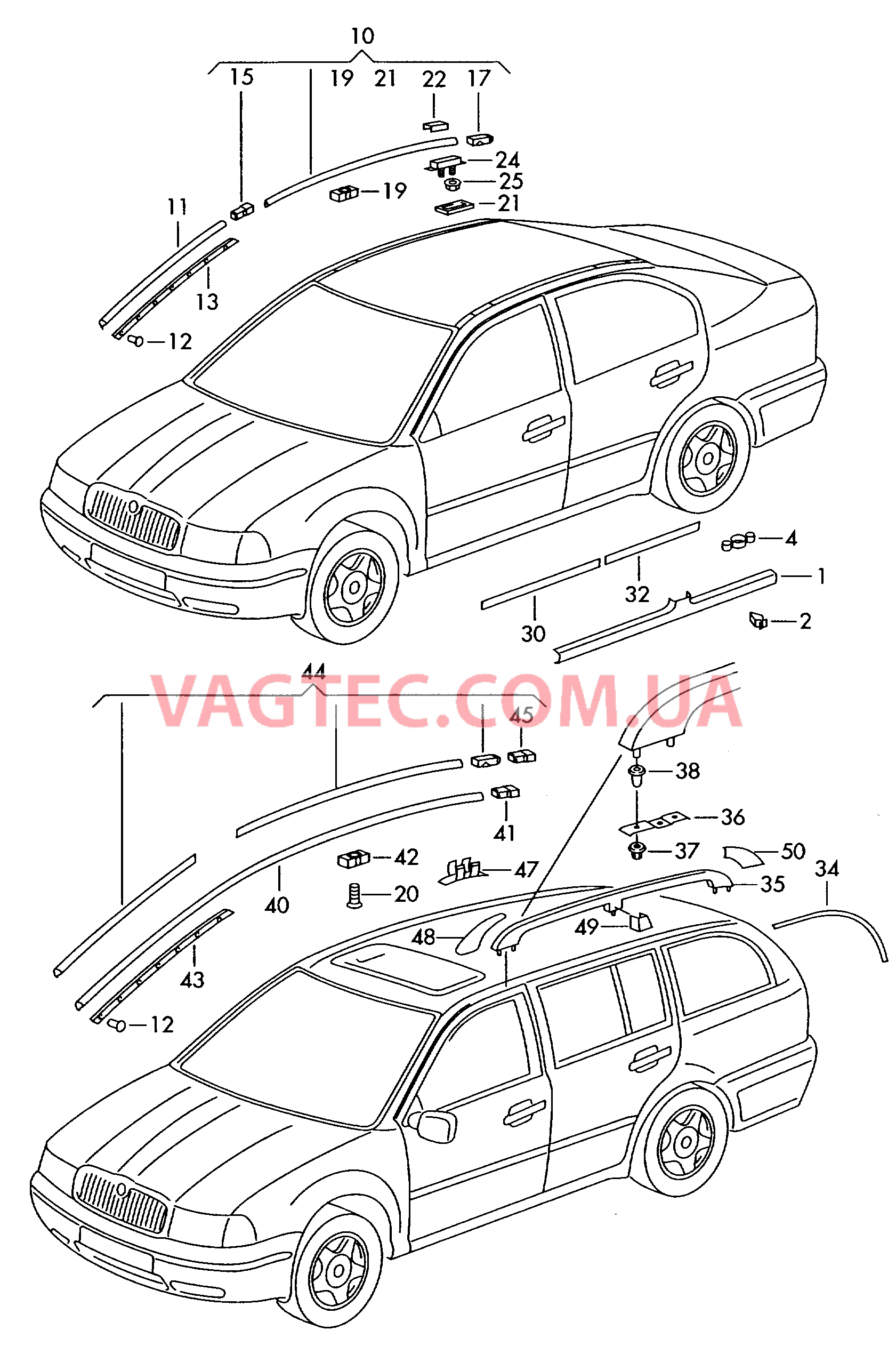 Накладка порога Накладка на крышу Защитные молдинги SKODA OCTAVIA   для SKODA Octavia 2000