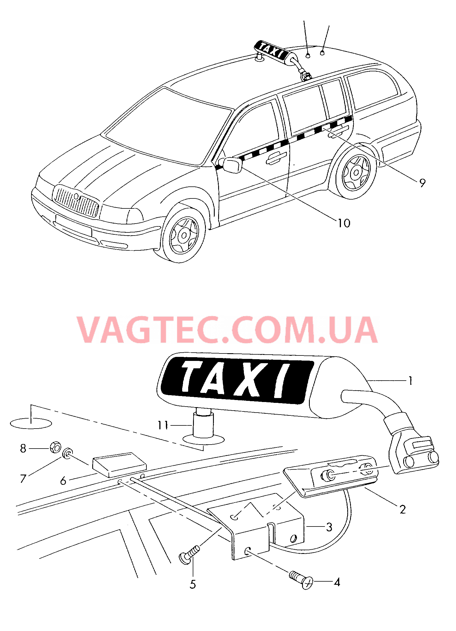 Исполнение для такси Надпись  для SKODA Octavia 2006