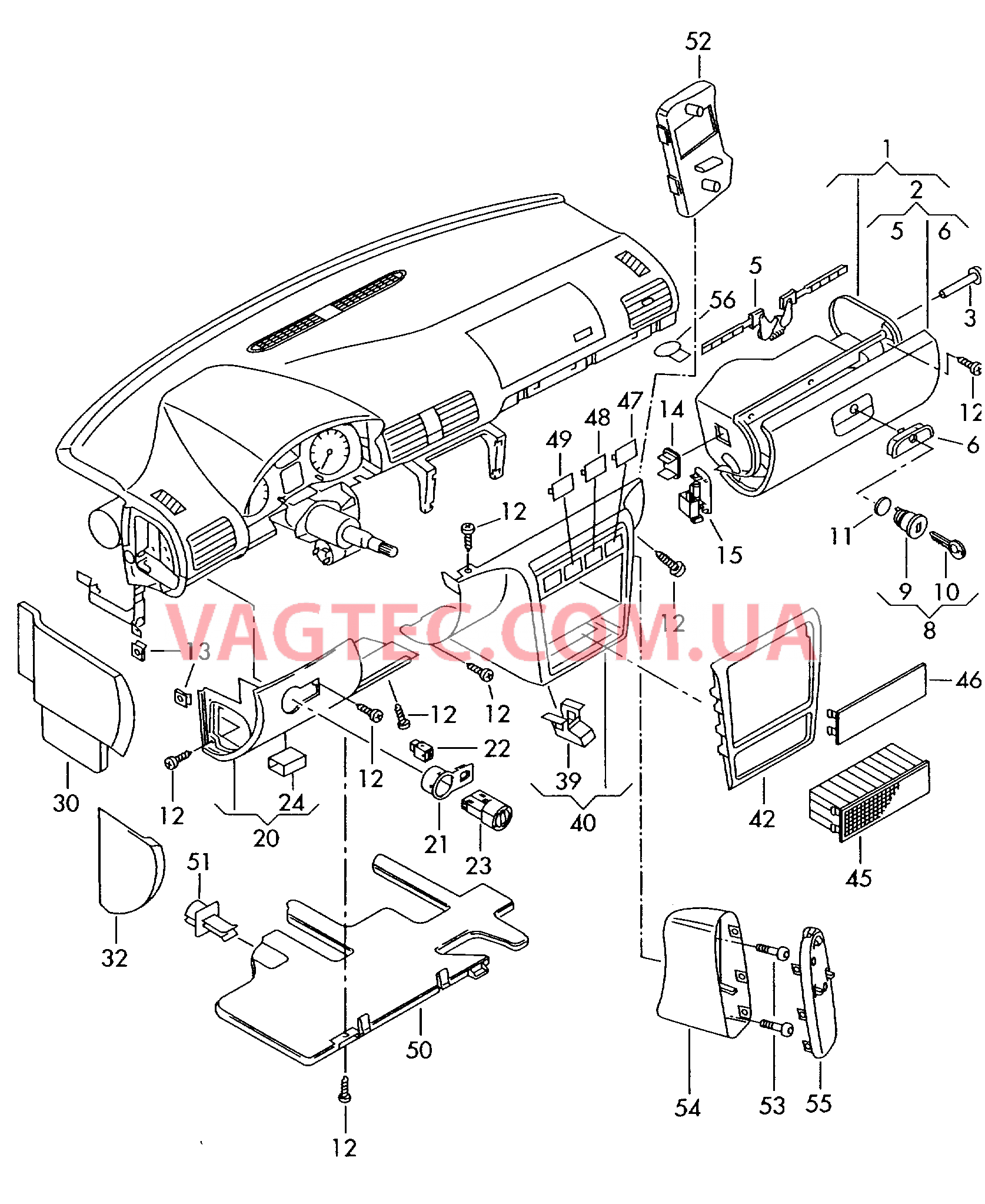 Детали, встроен. в пан. приб. Панель приборов, обтян. кожей SKODA OCTAVIA   для SKODA Octavia 2000