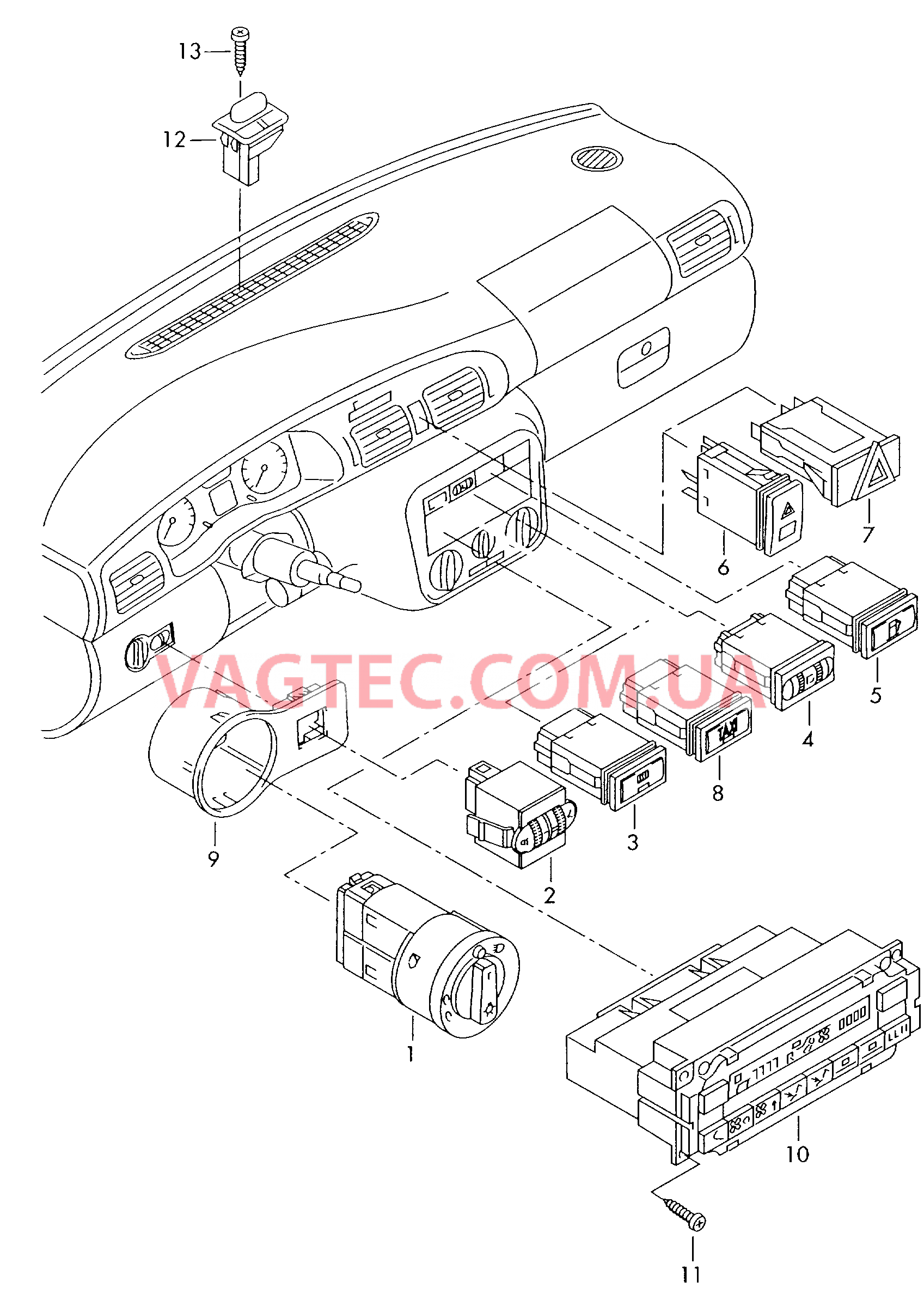 Выключатель в панели приборов  для SKODA Octavia 2000