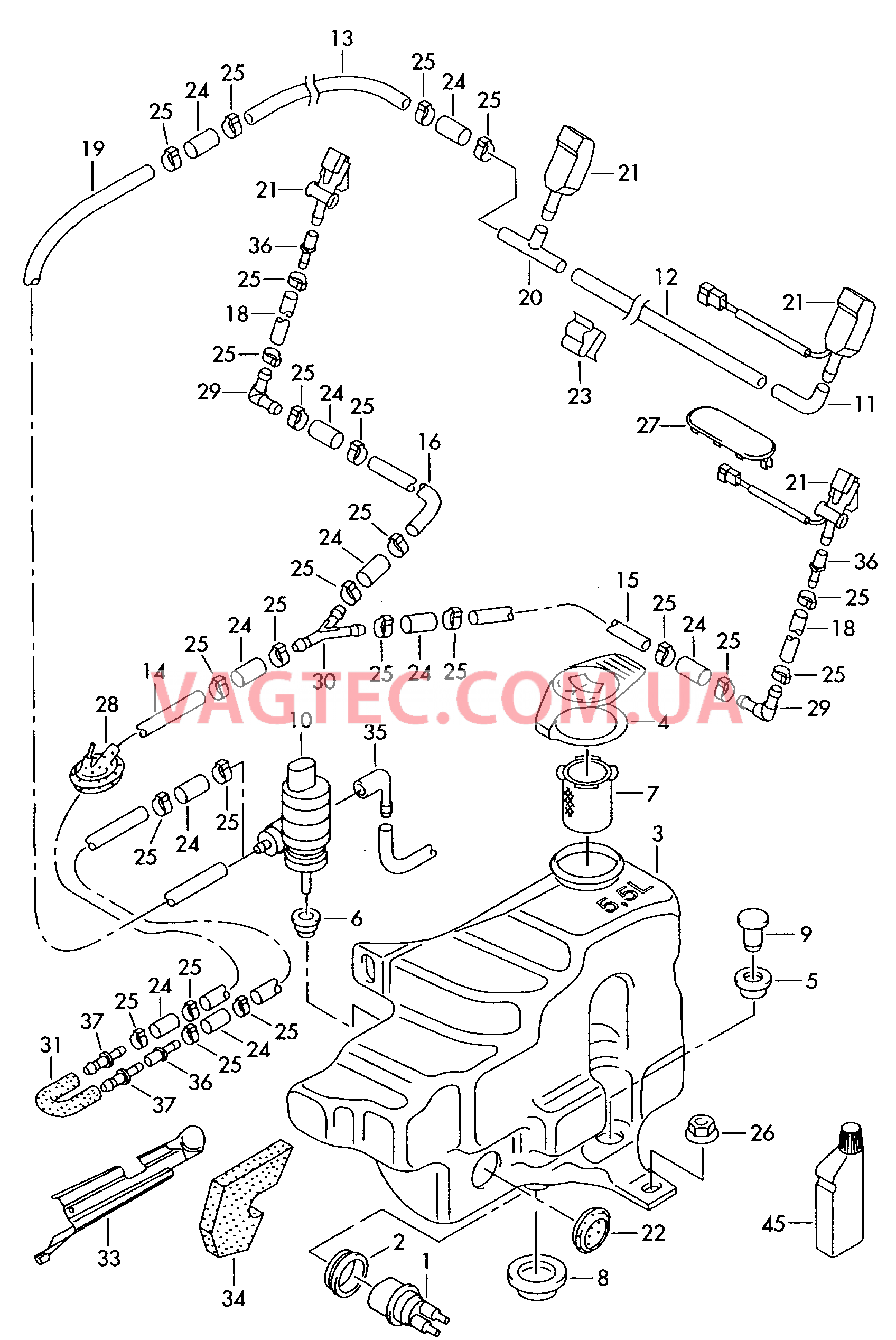 Стеклоомыватель  F             >> 1J-3-450 000* F             >> 1J-3Р066 445 F             >> 1J-3D015 732 для VOLKSWAGEN GOLF 2005-1