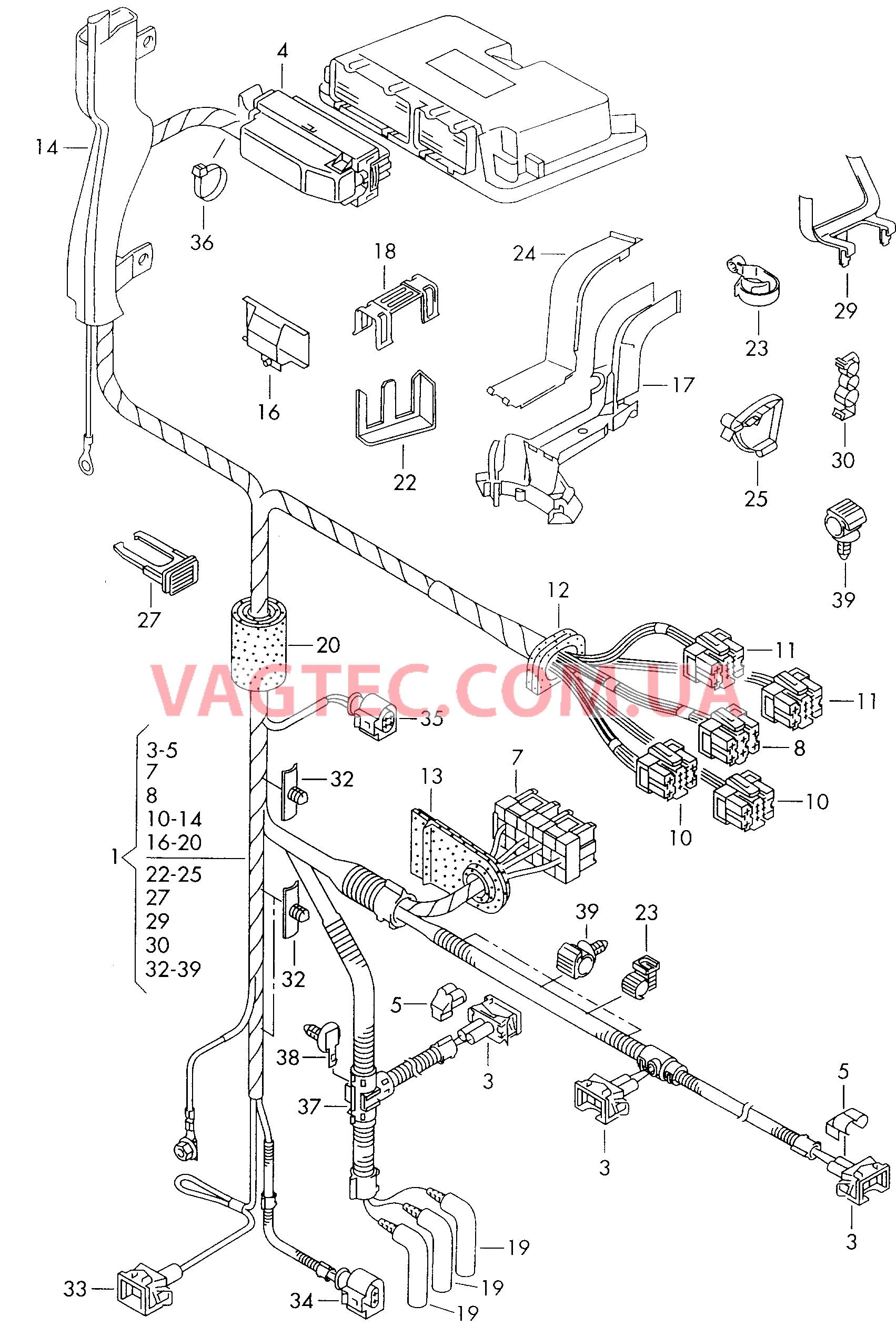 Жгут проводов для моторн. отс.  для VOLKSWAGEN GOLF 2000