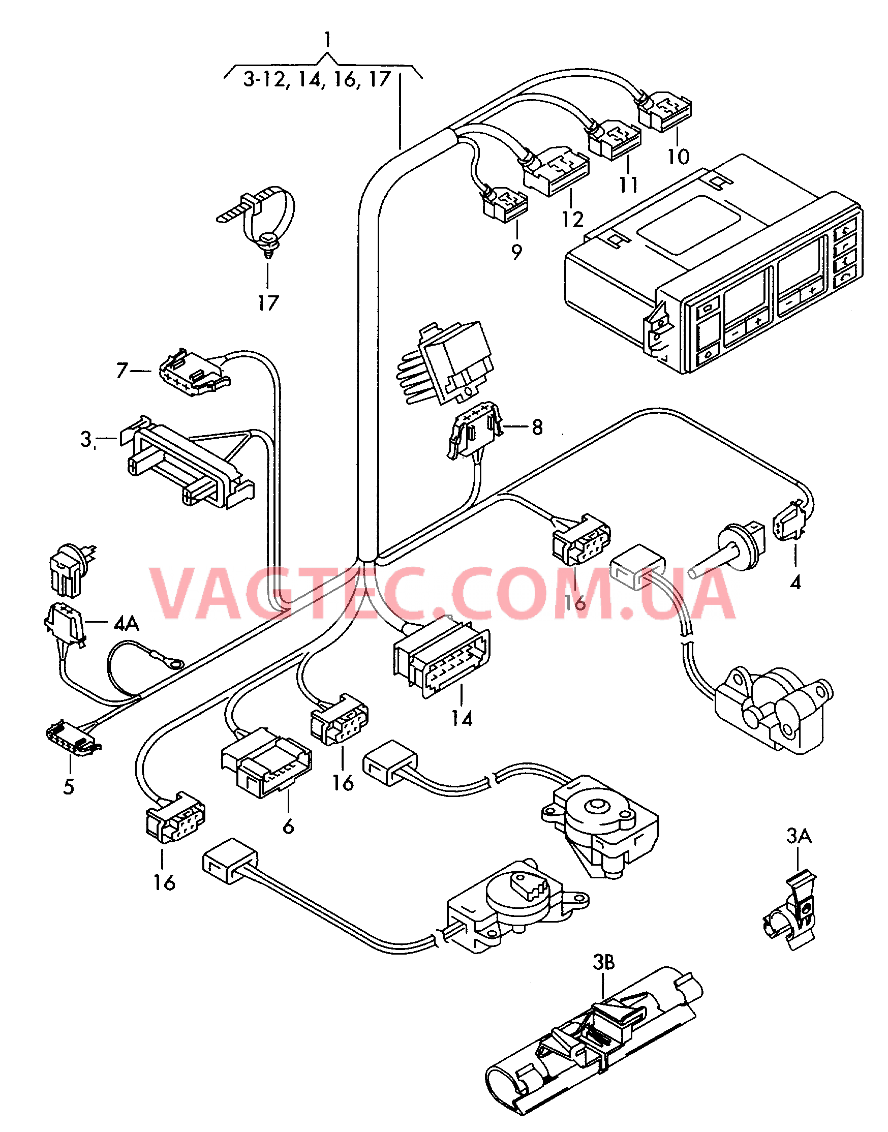 Жгут проводов климат.установк. с электронным управлением  для VOLKSWAGEN GOLF 2002