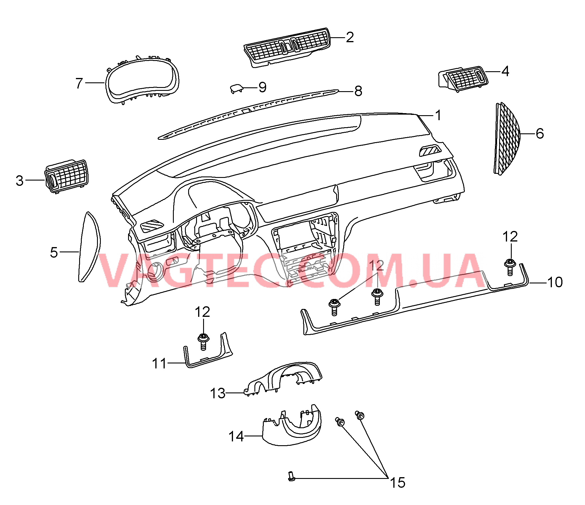 Панель приборов Детали, встроен. в пан. приб.   D             >> -    MJ 2014 для SEAT Toledo 2013