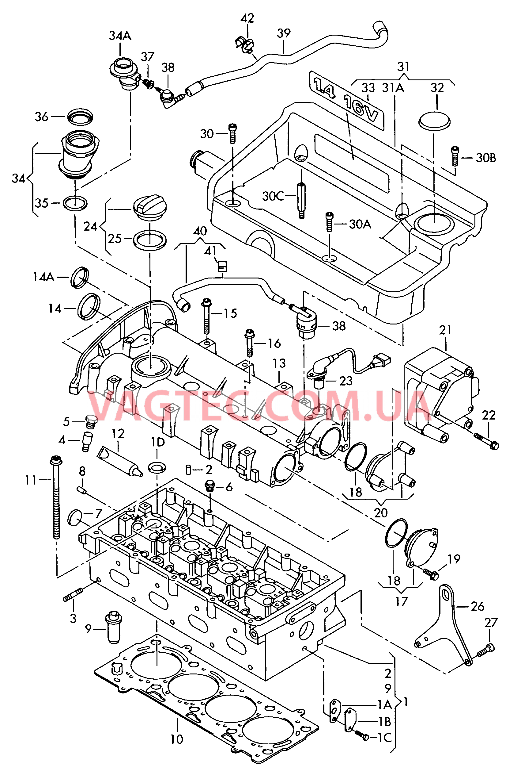 Головка блока цилиндров Крышка ГБЦ Кожух  для VOLKSWAGEN GOLF 2005-1