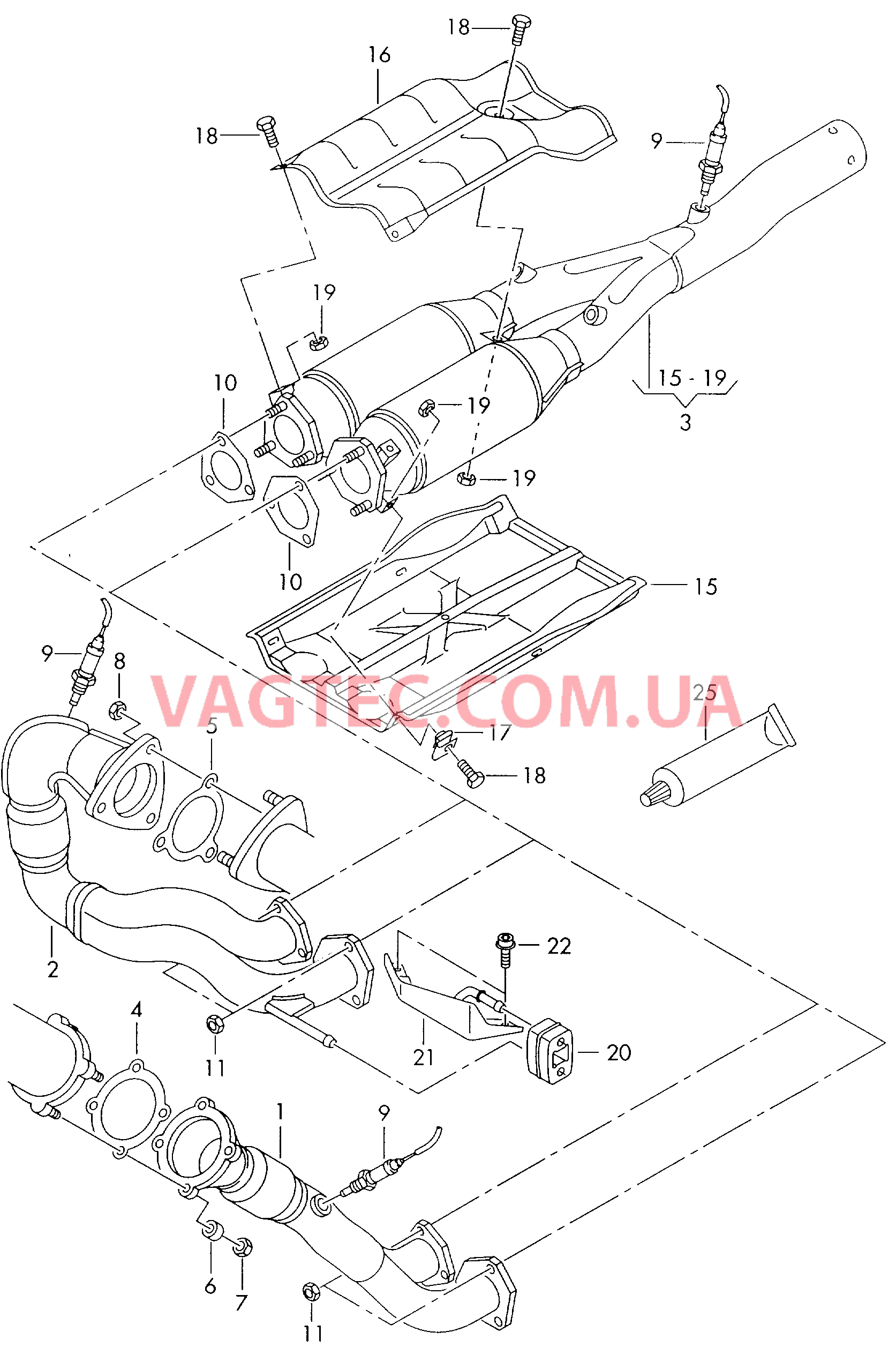 Труба выпуска ОГ с нейтрализат  для AUDI A3 2003