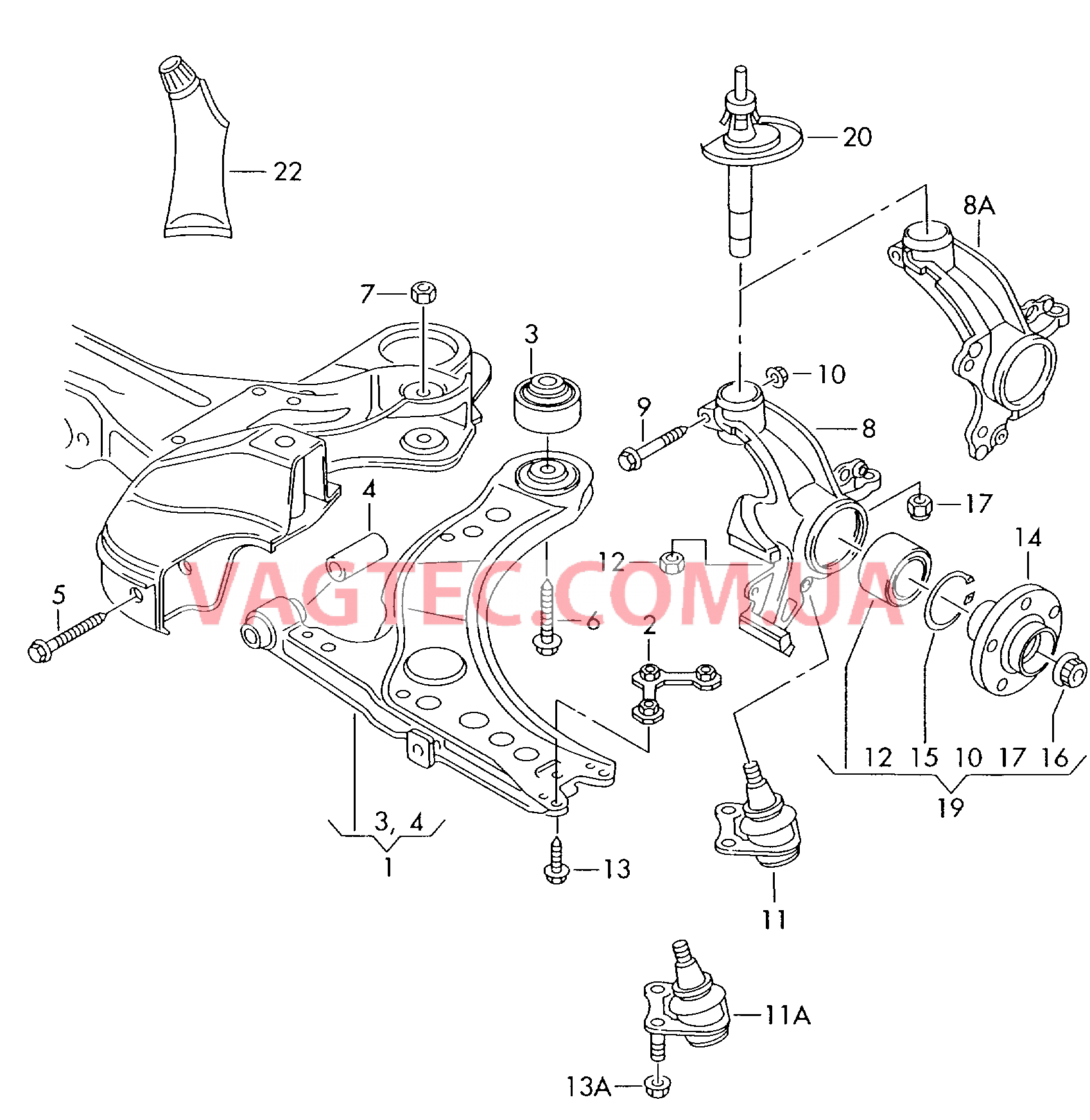 Рычаг подвески, поперечный Поворотный кулак  для VOLKSWAGEN Bora 2000
