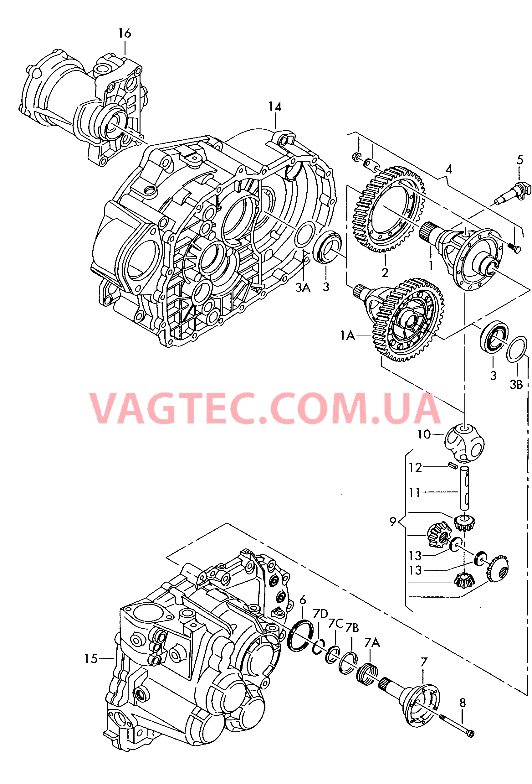 Дифференциал Ведомое колесо 6-ступ. механическая КП для полного привода  для VOLKSWAGEN Beetle 2000