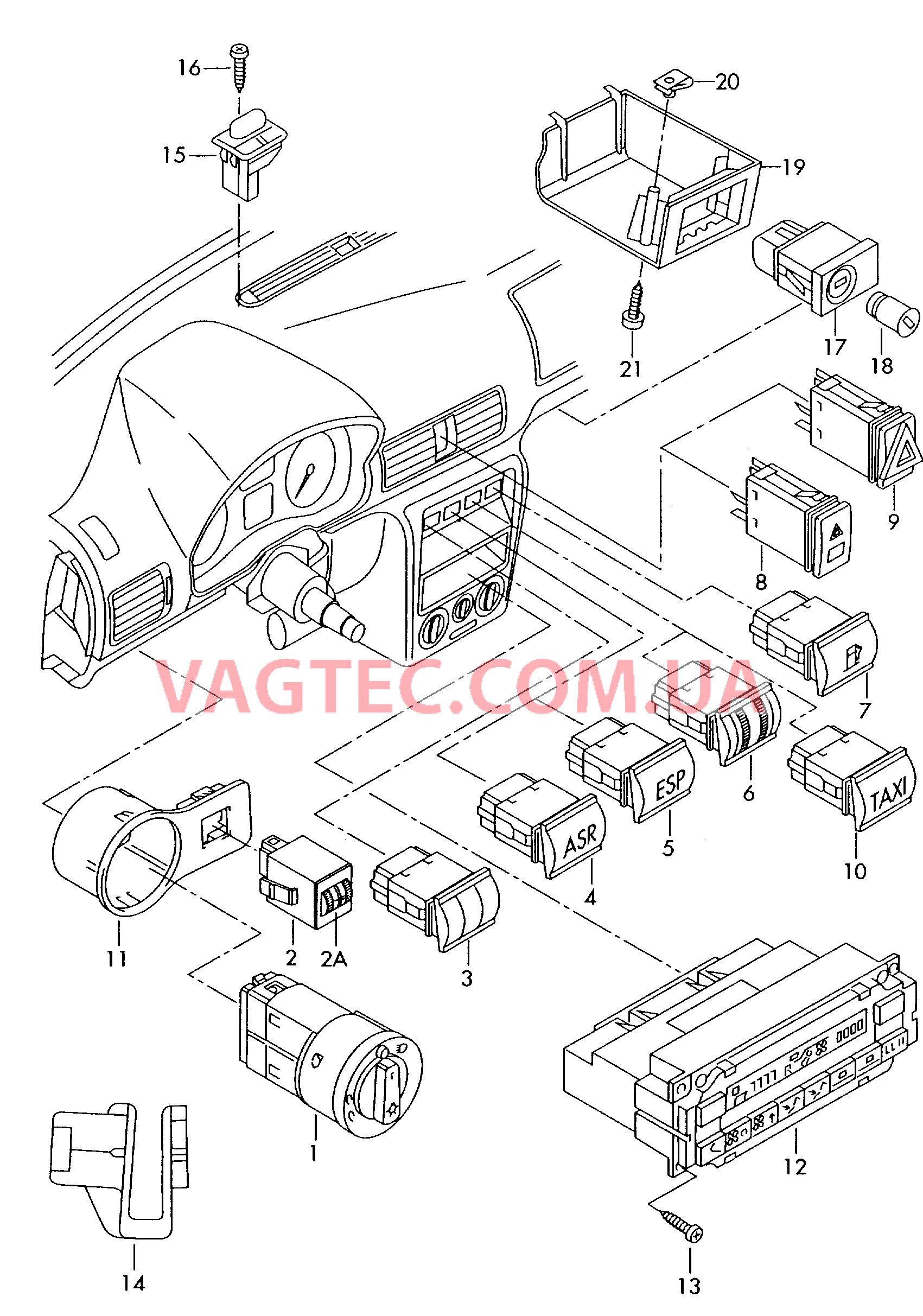 Выключатель в панели приборов  для SKODA Octavia 2003