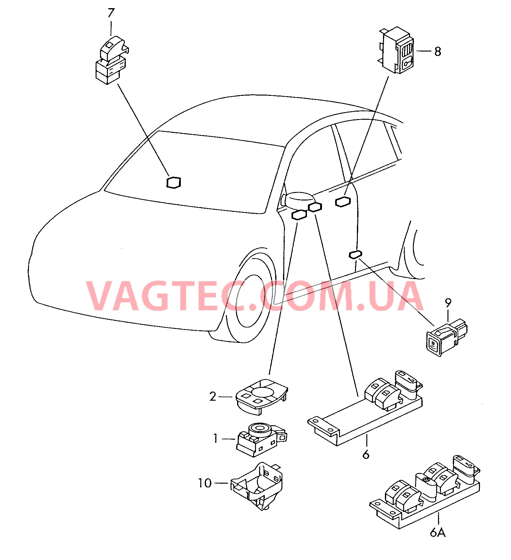 Выключатель в обивке двери  для SKODA Octavia 2009