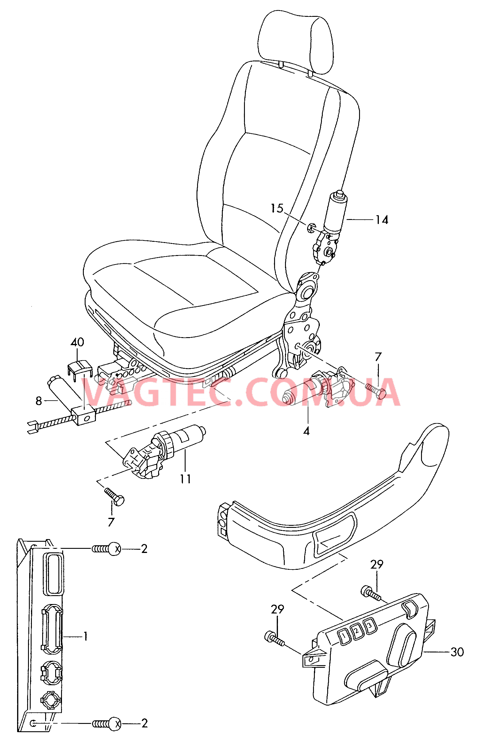 Электрические компоненты регулировки сиденья и спинки  для SKODA Octavia 2002