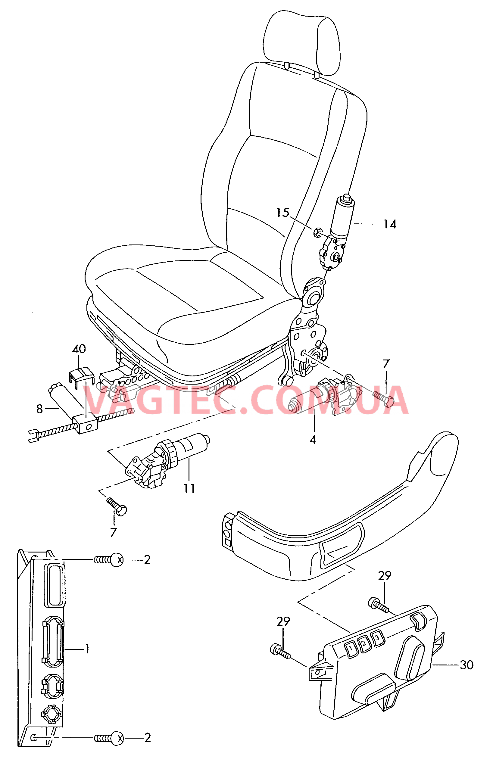 Электрические компоненты регулировки сиденья и спинки  для SKODA Octavia 2004