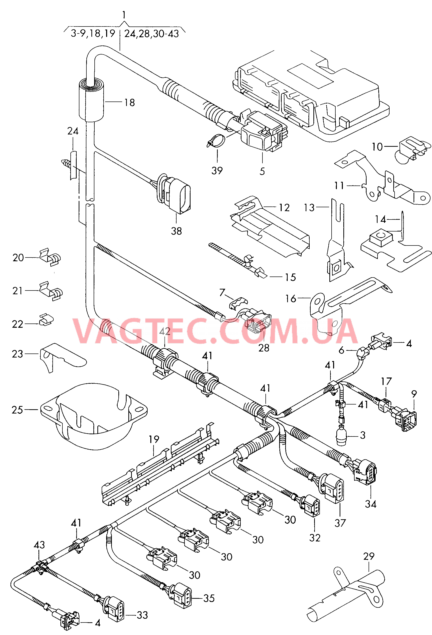 Жгут проводов для двигателя  для SKODA Octavia 2005