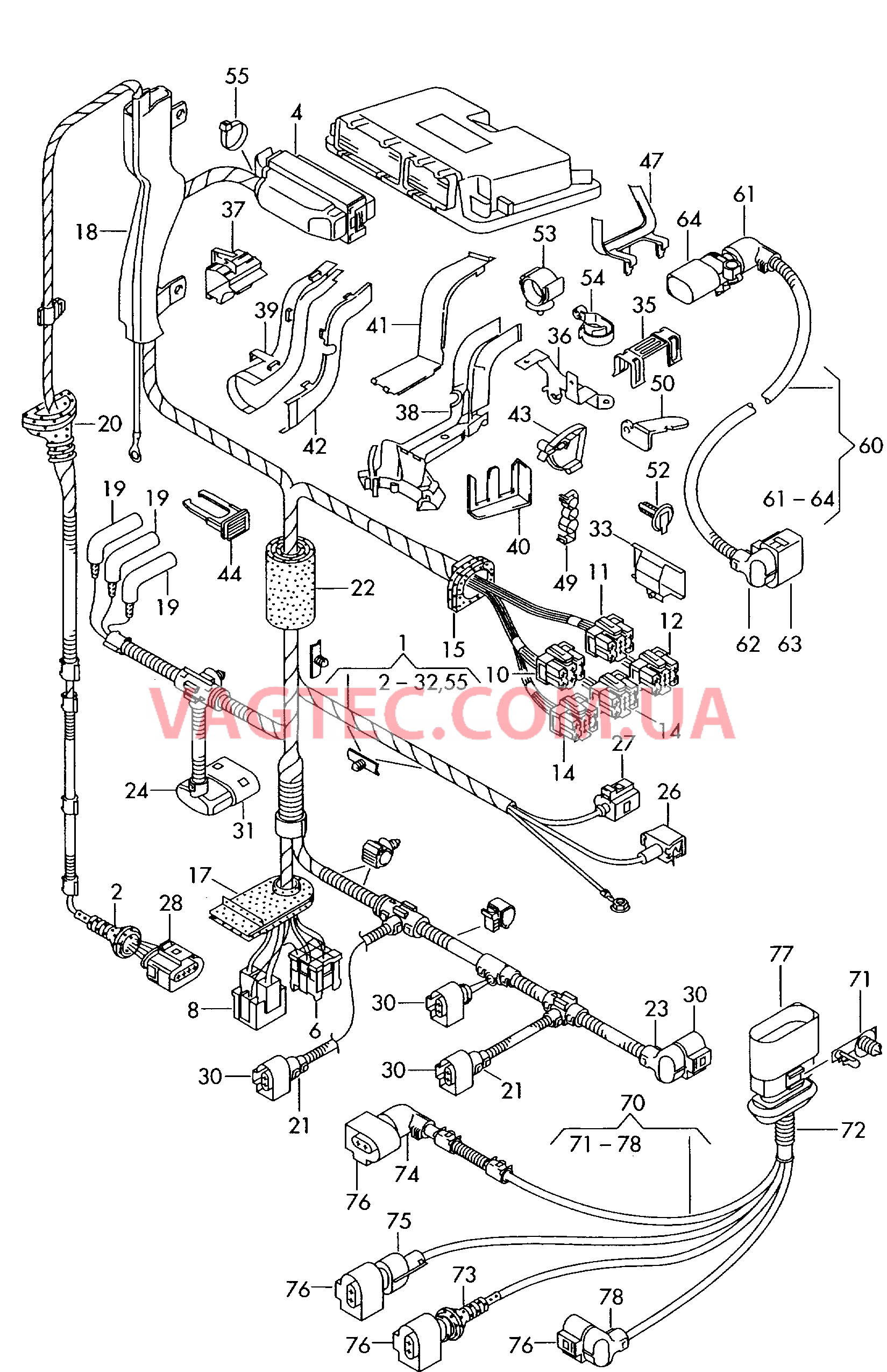 Жгут проводов для моторн. отс. Насос-форсунка  для VOLKSWAGEN Bora 2001