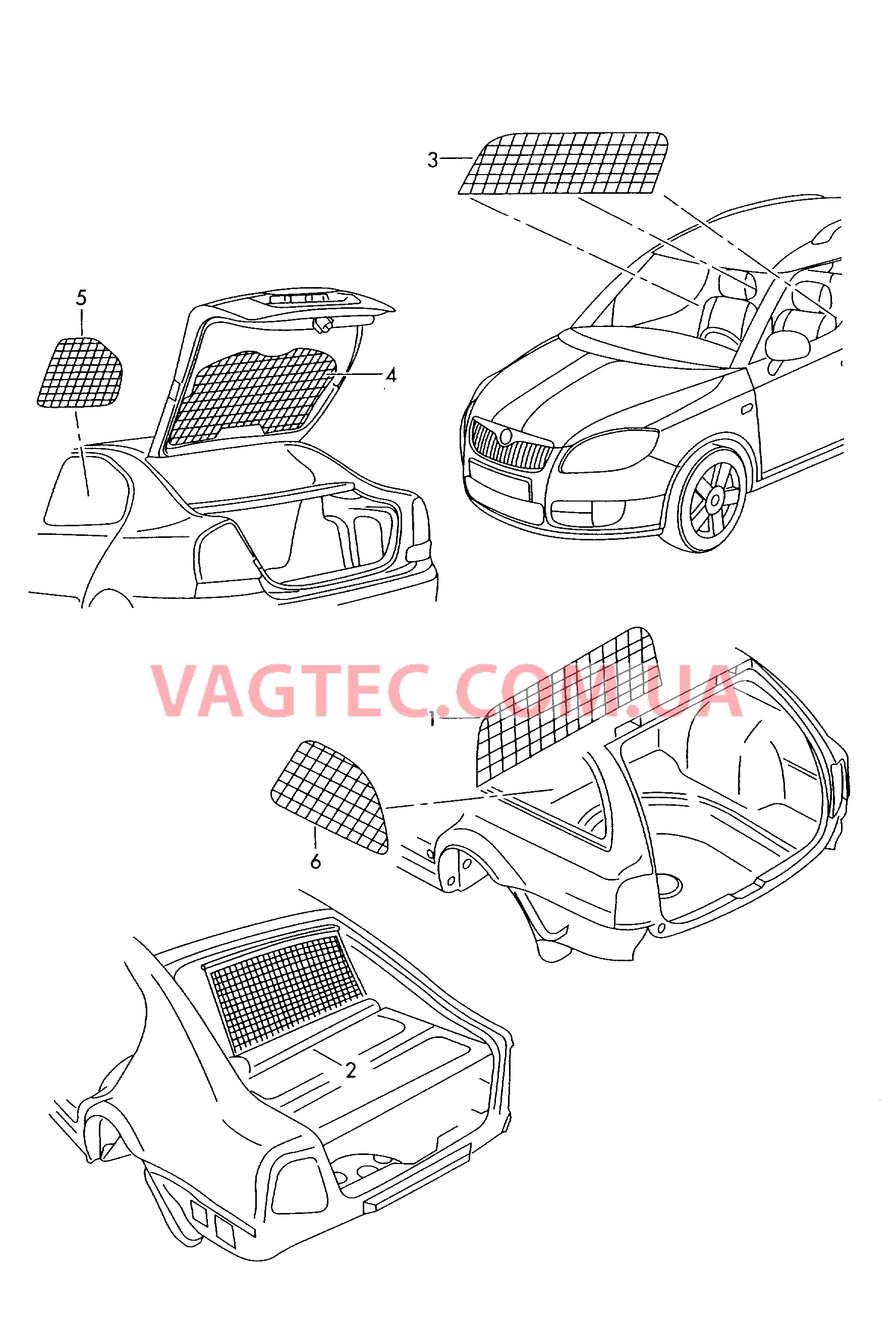 Оригинальные аксессуары Перегородка Шторка солнцезащитная  для SKODA Octavia 2009-1