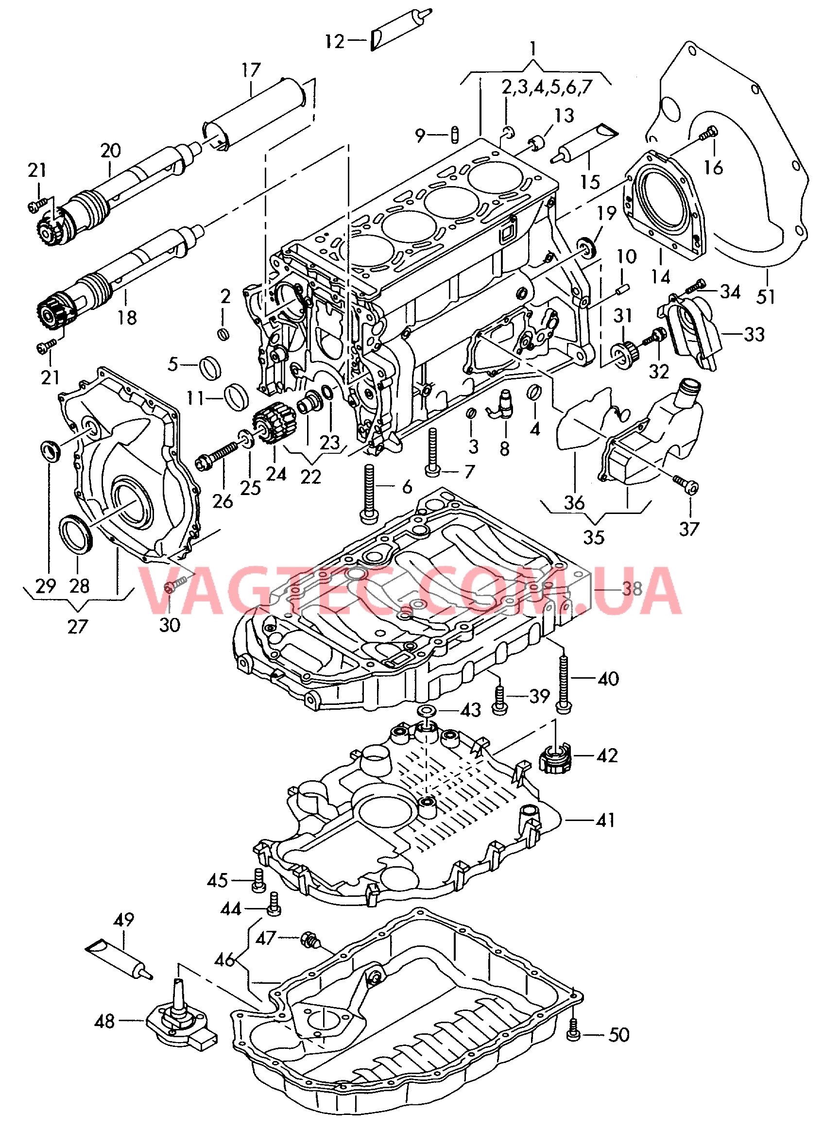 Блок цилиндров, Масляный поддон, Вал балансирный для VW TIGUAN   для VOLKSWAGEN Tiguan 2008