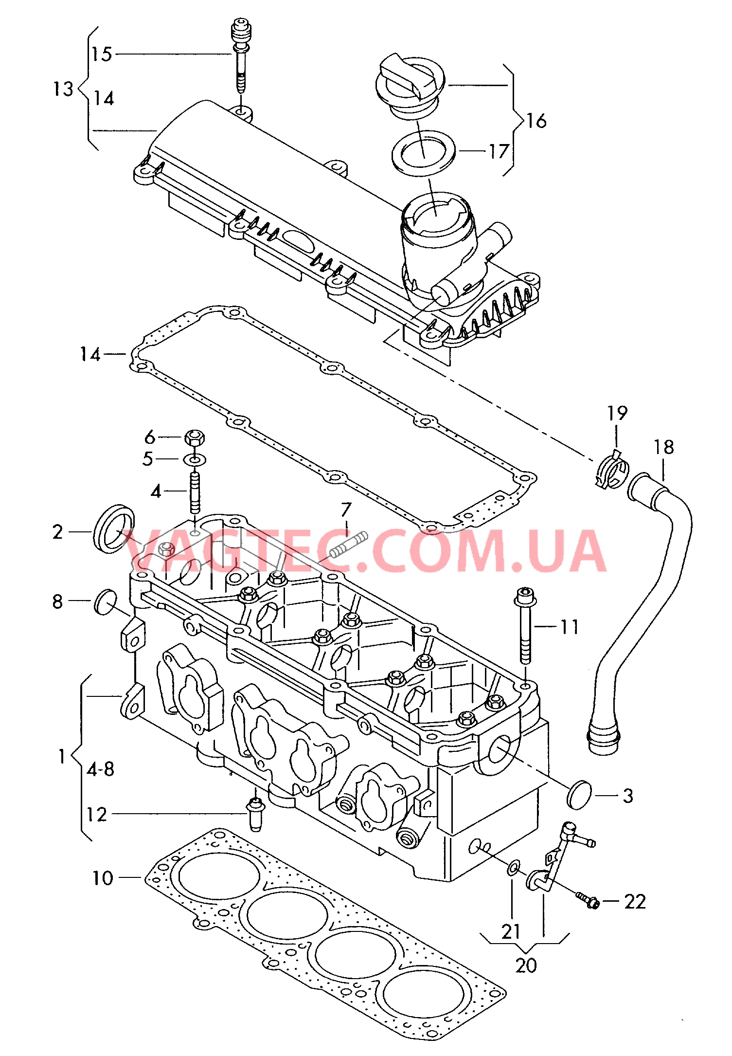 Головка блока цилиндров Крышка ГБЦ Вентиляция для блока цилиндров  для VOLKSWAGEN Touran 2004