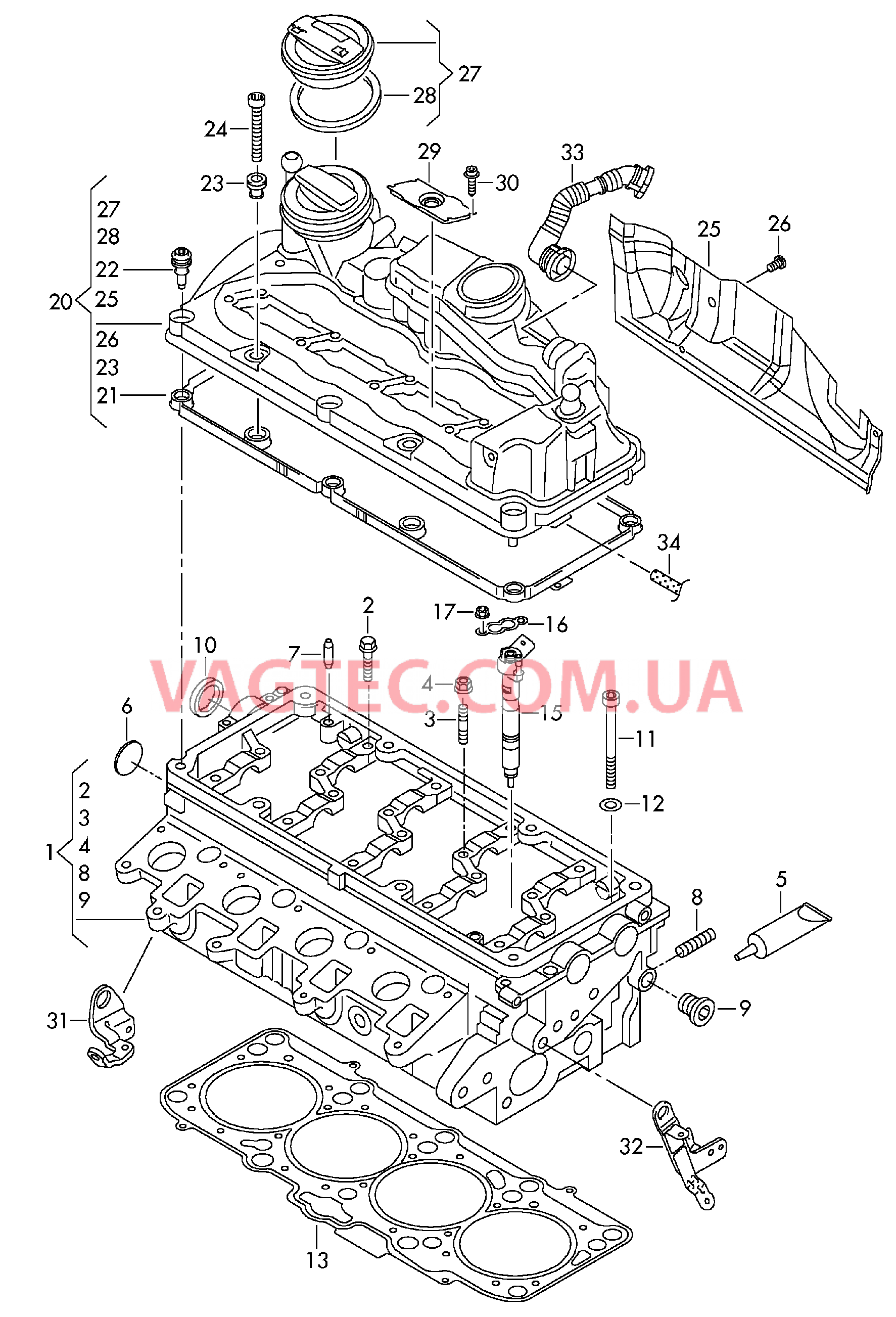 Головка блока цилиндров Крышка ГБЦ  для SKODA Octavia 2008-1