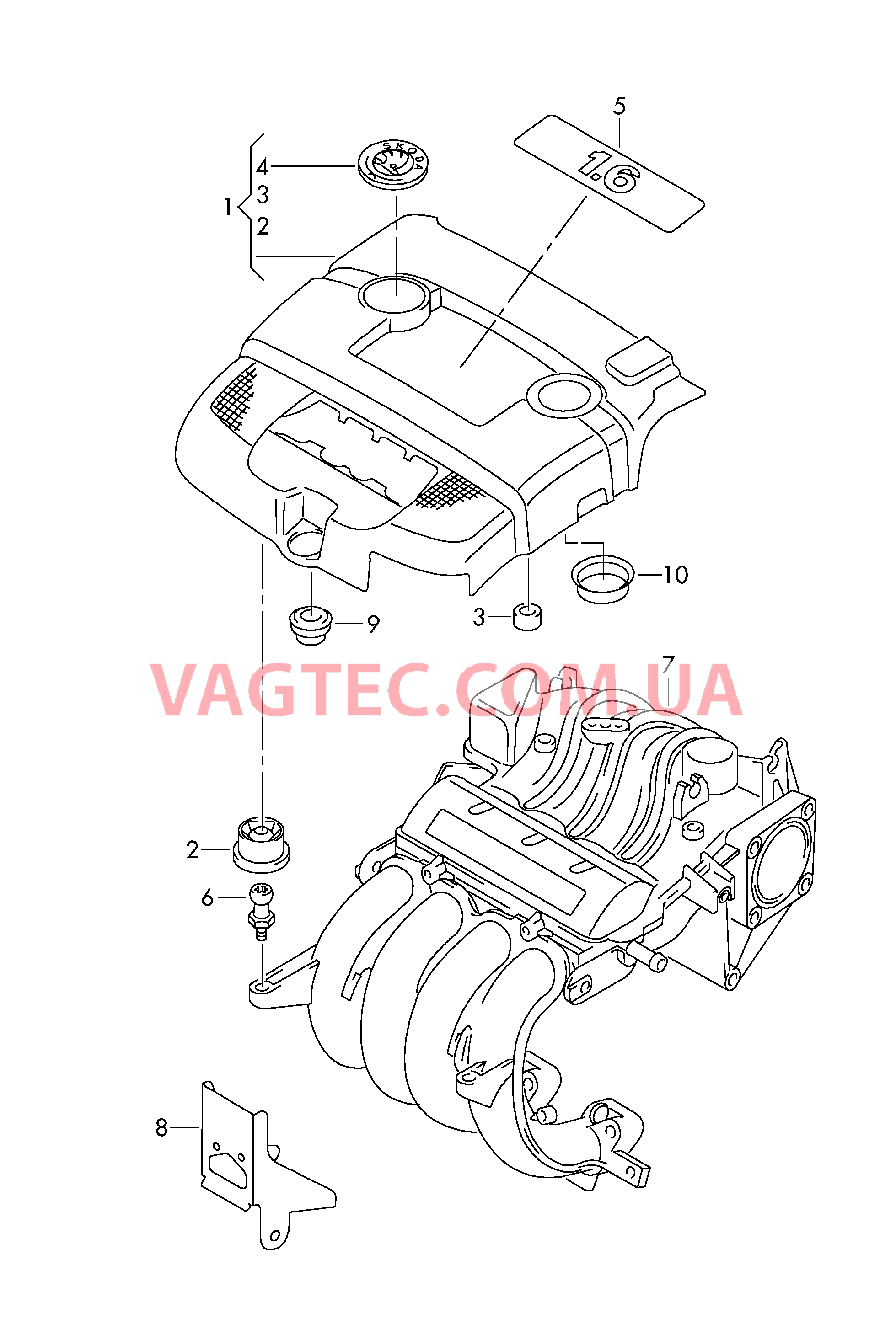 Защ. кожух впускн. коллектора  для SKODA Octavia 2005-1