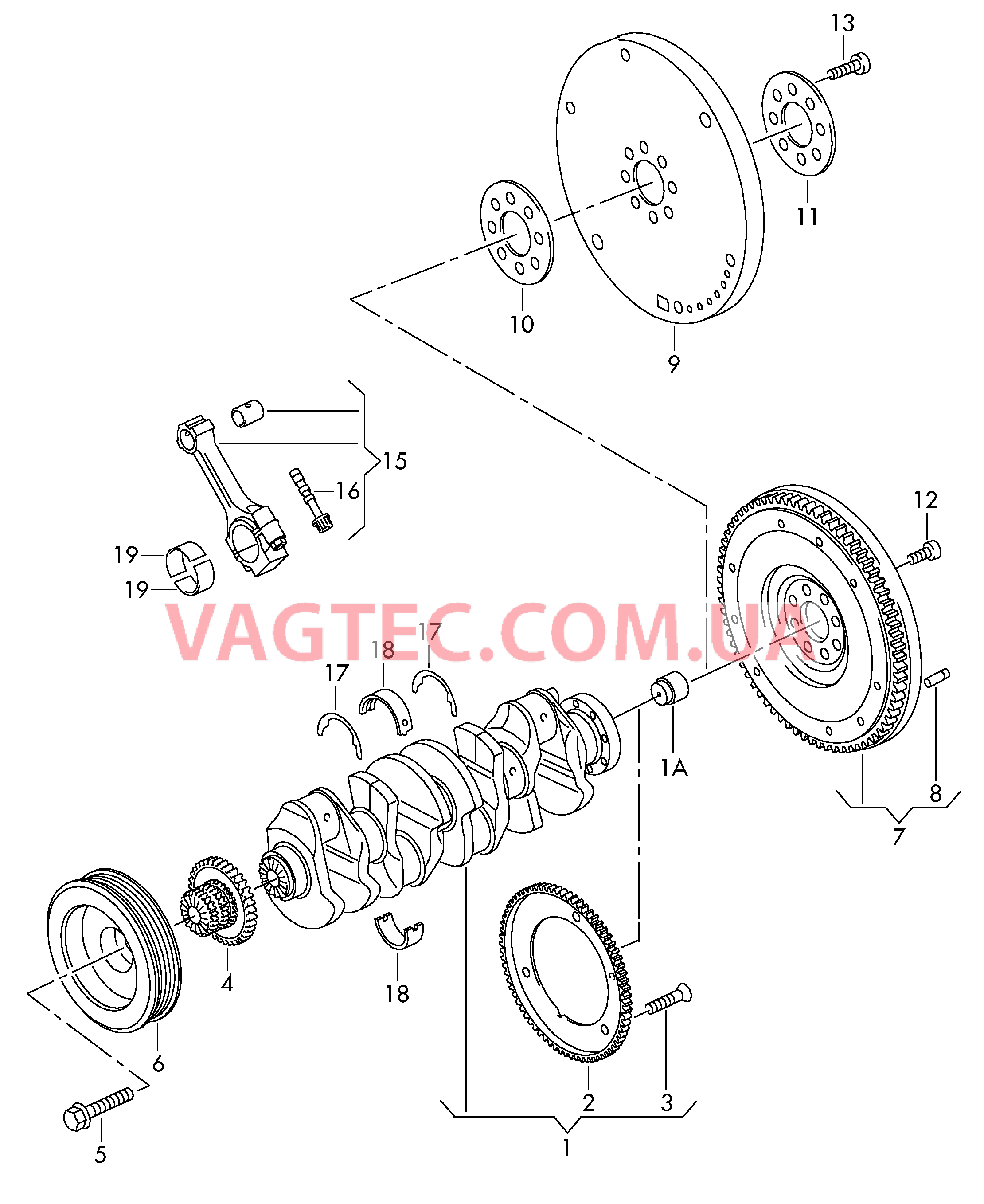 Коленчатый вал Шатун Опора  для VOLKSWAGEN PACC 2011