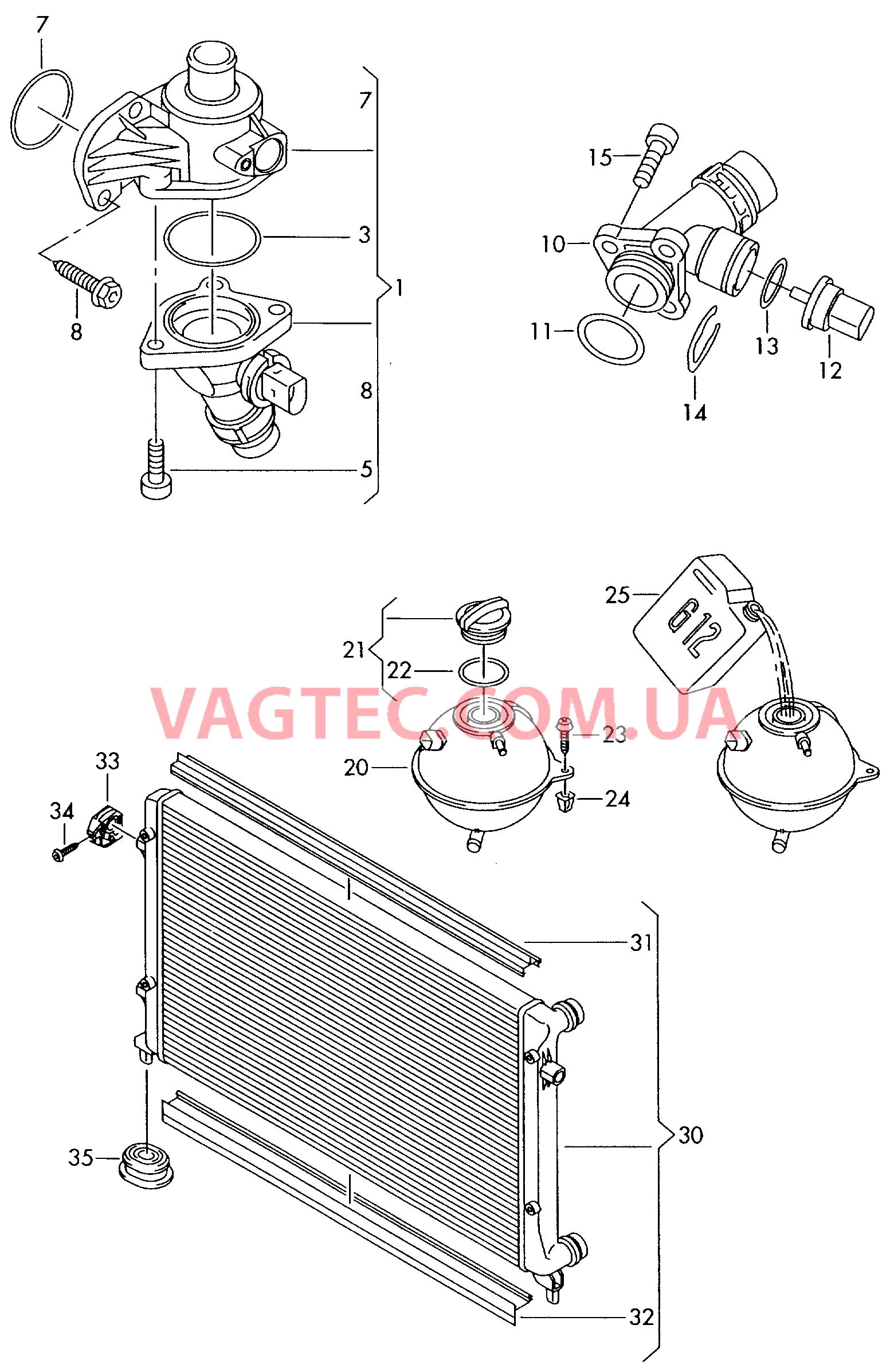  VW JETTA Корпус термостата  VW JETTA Бачок, компенсационный  VW JETTA Радиатор охлаждающей жидкости  для VOLKSWAGEN Jetta 2006
