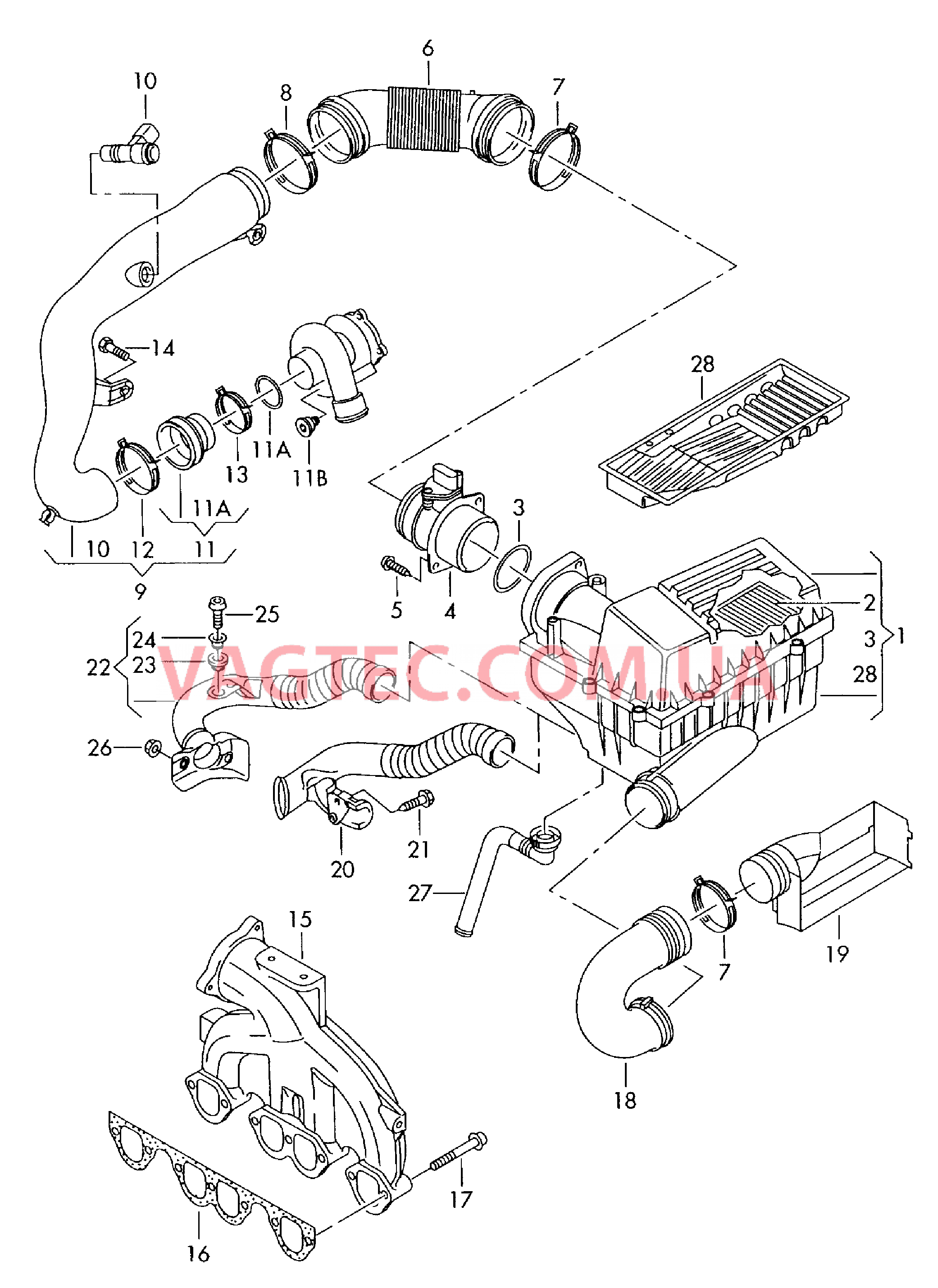 Патрубок впускного тракта Возд. фильтр с сопутств. деталями  для SKODA Octavia 2005-1