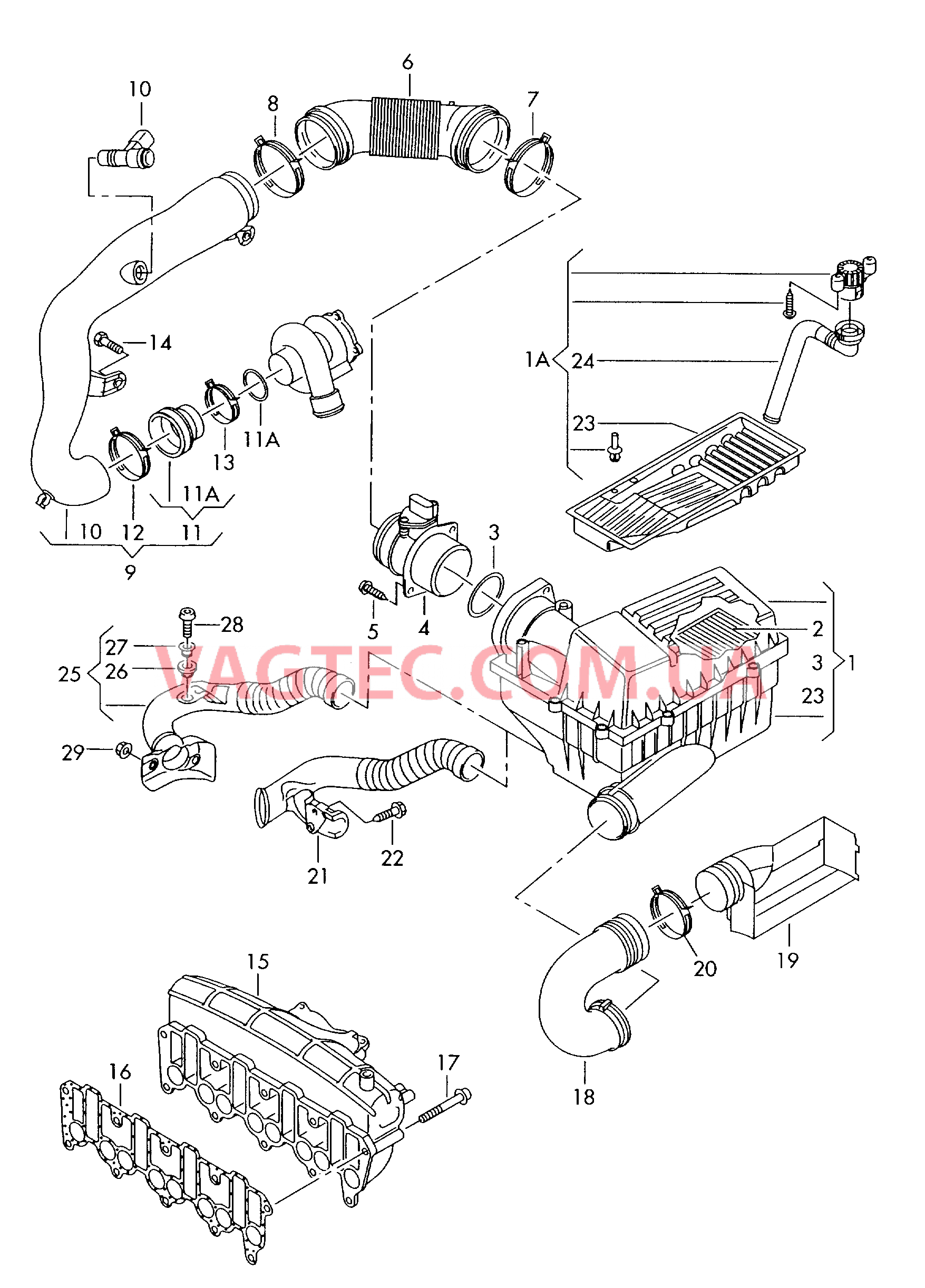 Патрубок впускного тракта Возд. фильтр с сопутств. деталями F 1K-6-000 001>> для VOLKSWAGEN Golf.Plus 2005