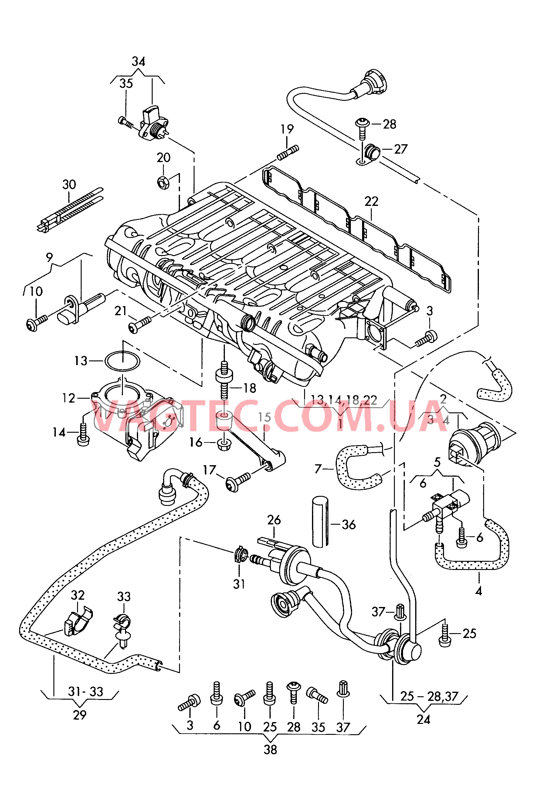 Cистема впуска воздуха Вакуумная система  для SKODA Octavia 2004-1