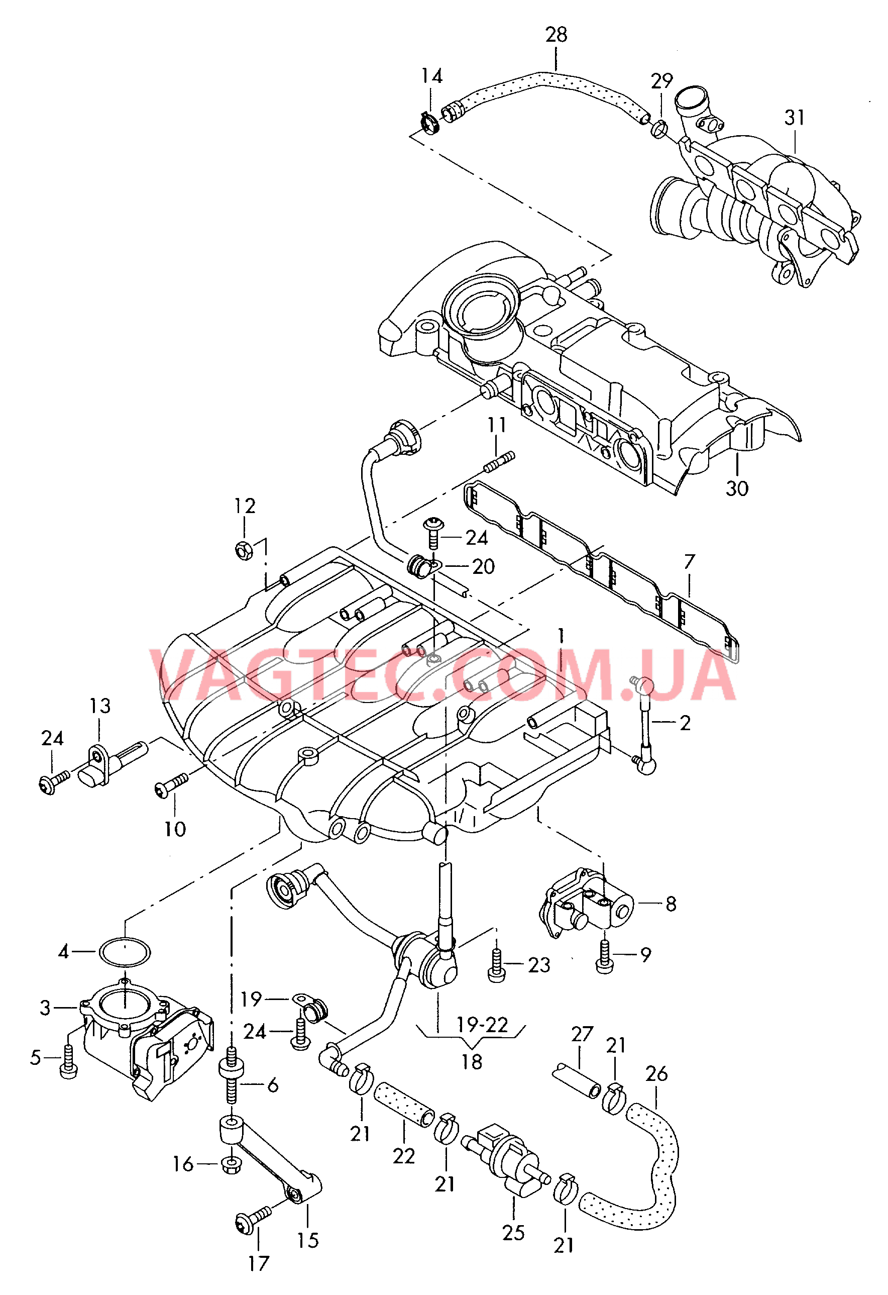 Cистема впуска воздуха Вакуумная система   F             >> 1K-9-304 948* для VOLKSWAGEN GOLF 2008